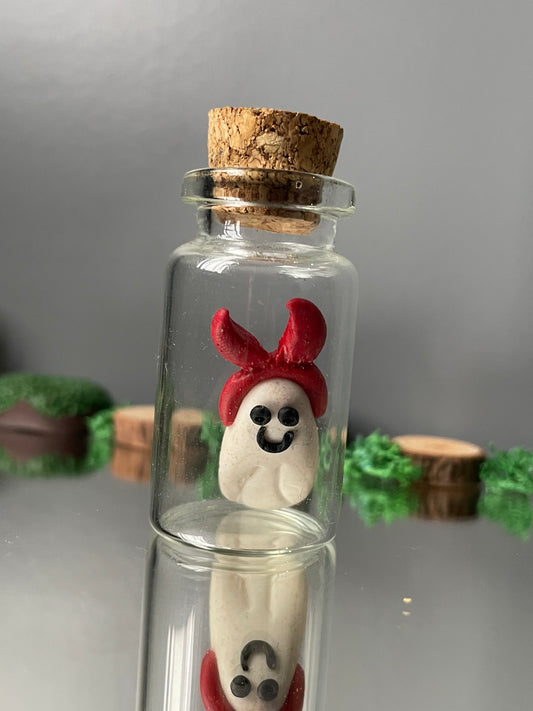 Devilish Witchy Ghost In Clay Glass Vial Art