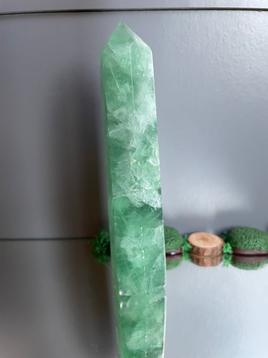 Green Fluorite Gemstone Crystal Tower Point - (5)