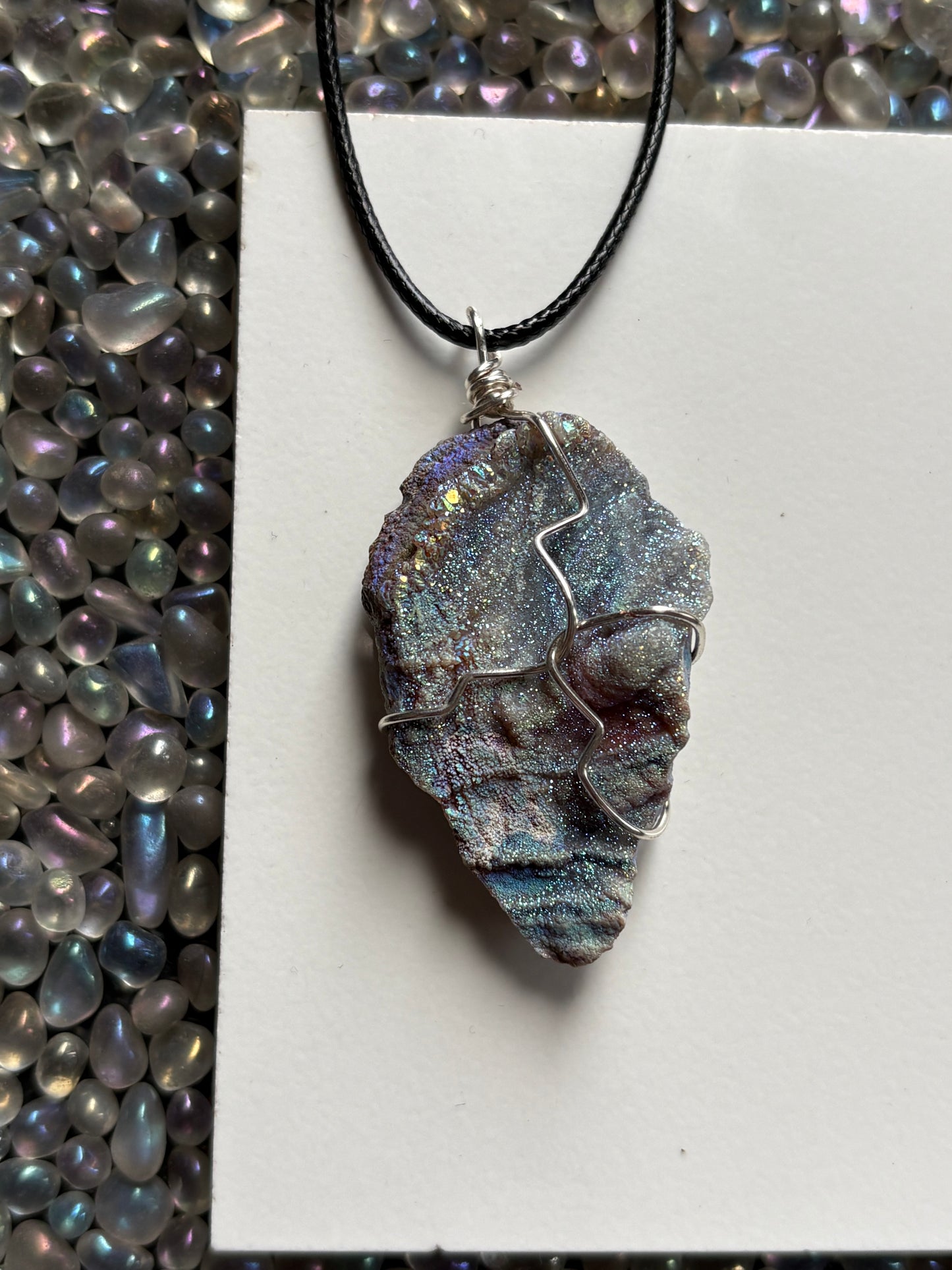Aura Druzy Chalcedony Crystal Gemstone - Galaxy Slice - Necklace (2)