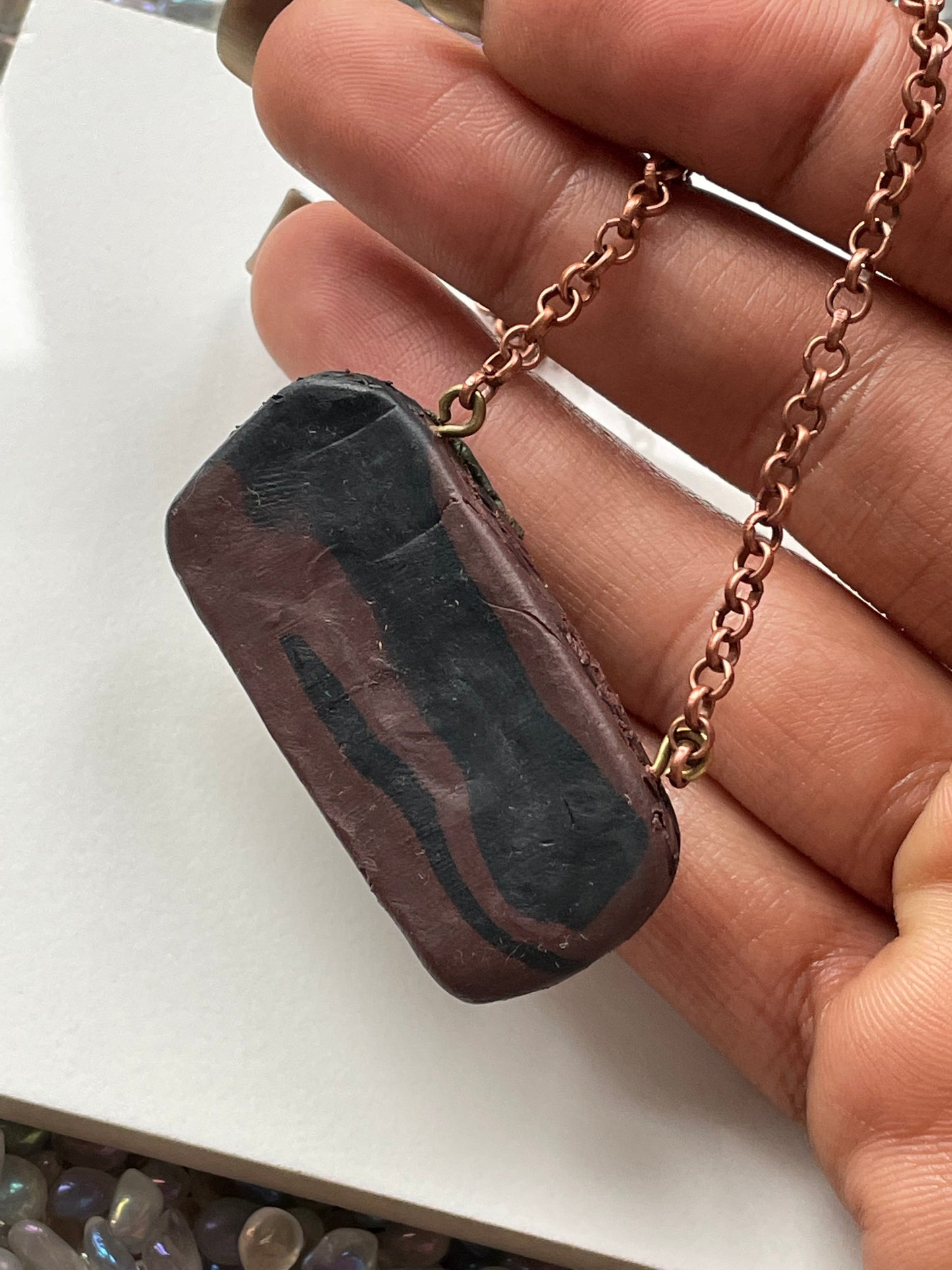 Elongated Aurora Opal Doublet Crystal Gemstone - Enchanted Forest Necklace