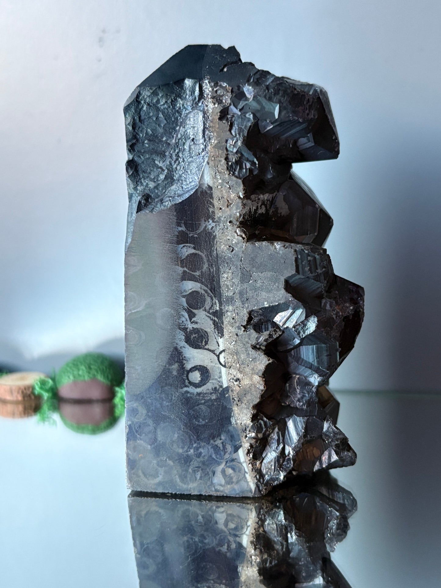 Black Aura Coated Amethyst Gemstone Crystal Cluster Tower Chunk (B)