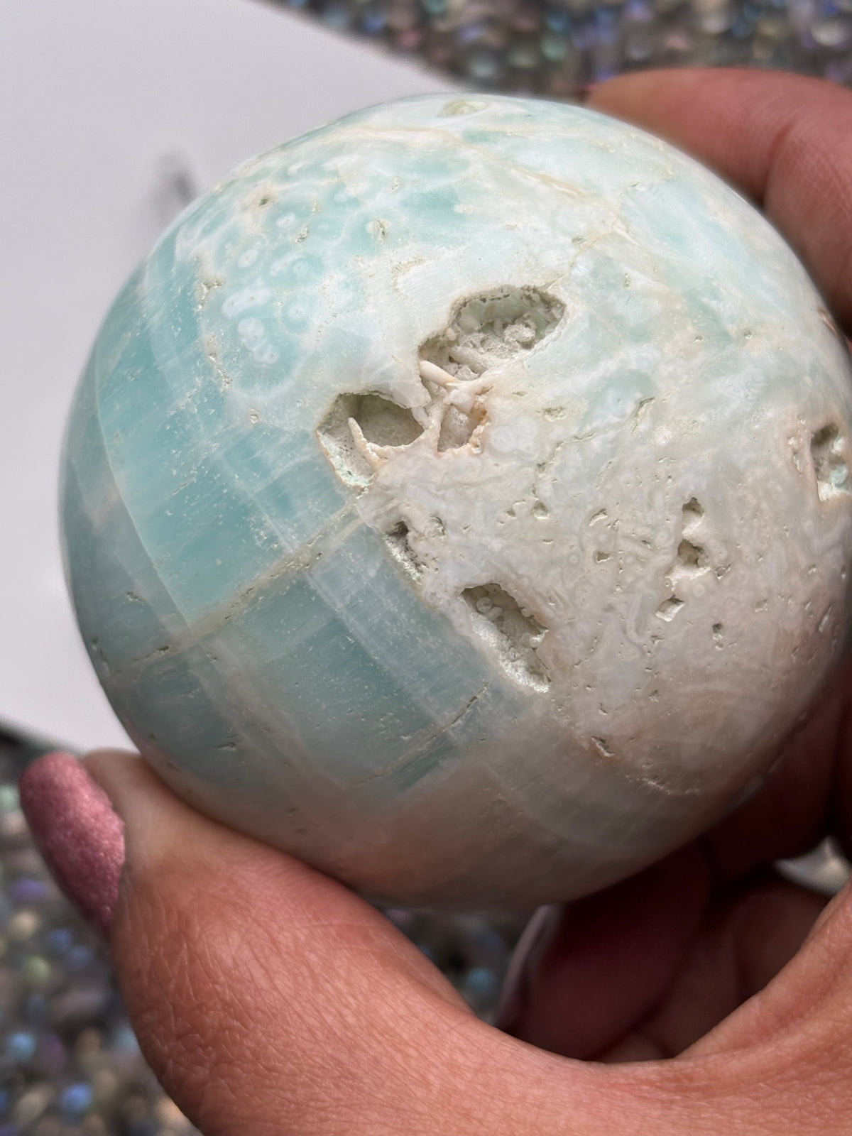 Caribbean Calcite Aragonite Crystal Gemstone Sphere (3)