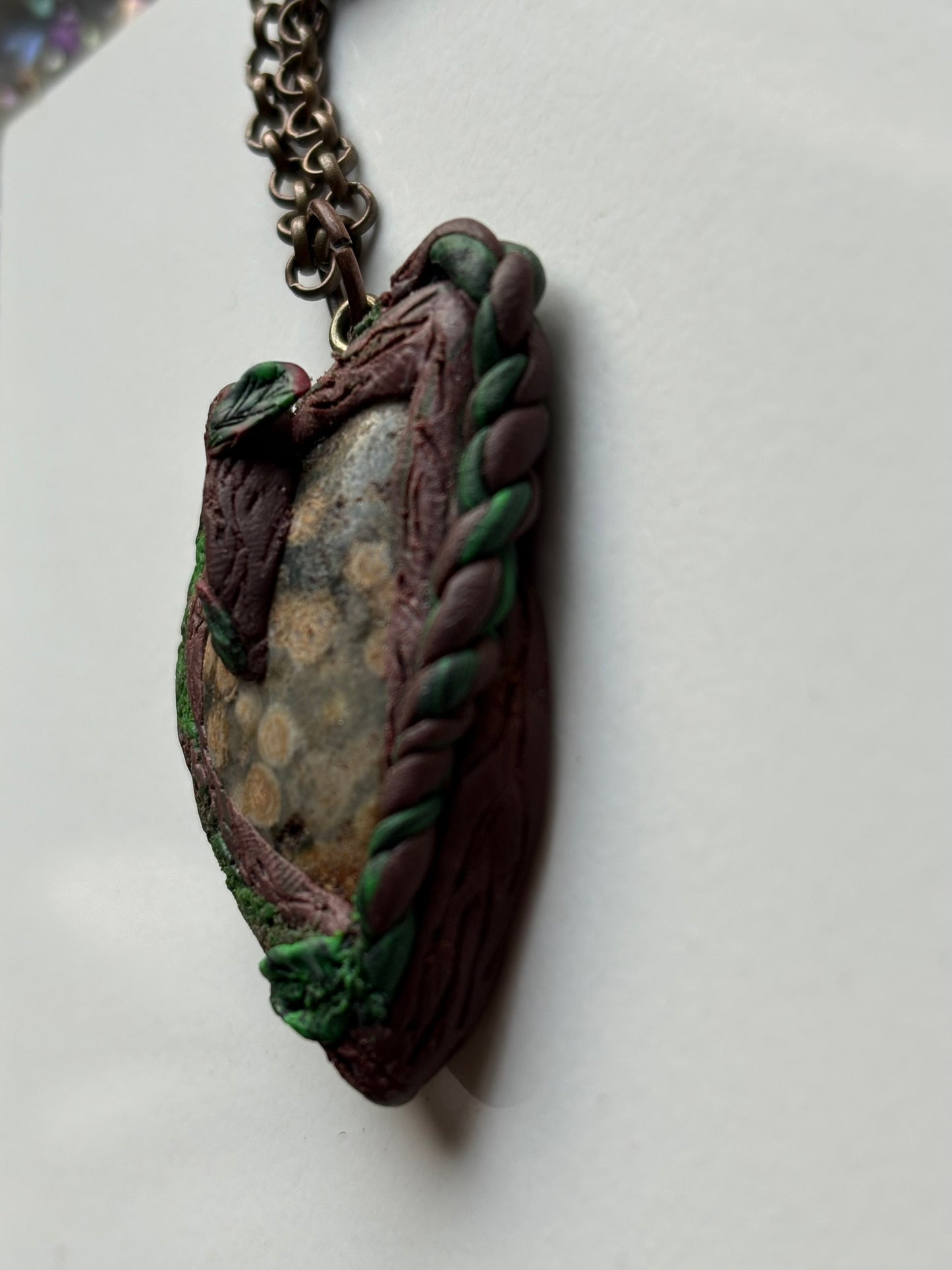Ocean Jasper Gemstone Crystal Enchanted Forest Necklace (1)