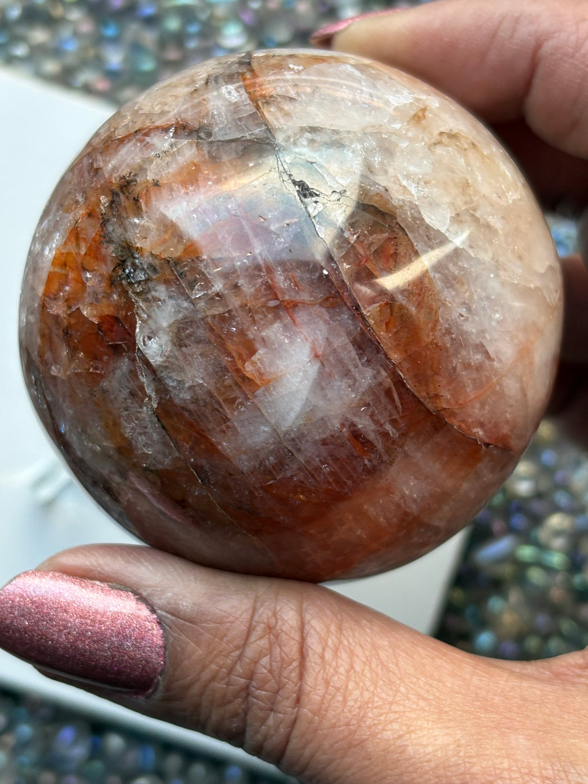 Fire Hematoid Quartz - Crystal Gemstone Sphere - L