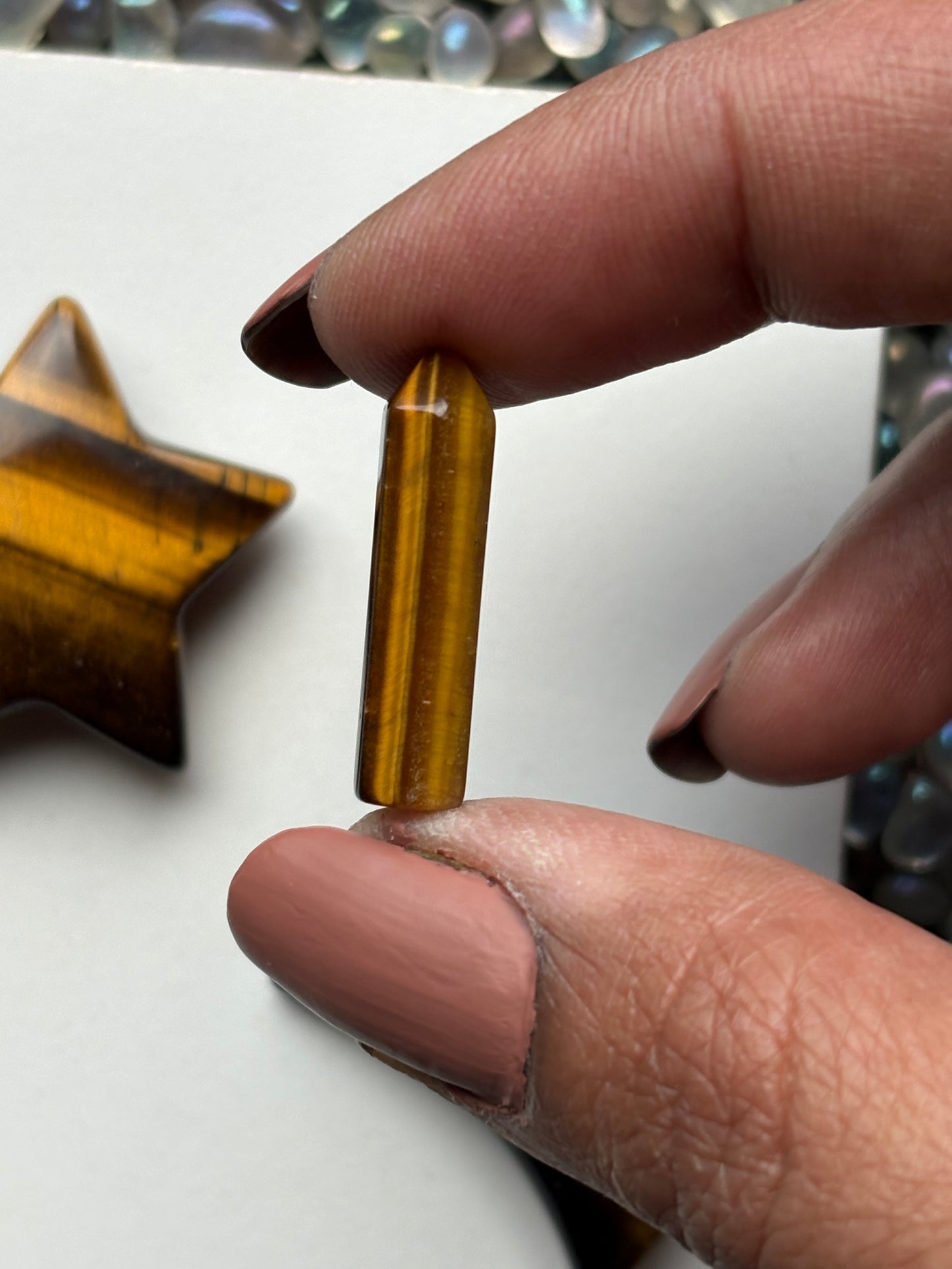 Brown Tigers Eye Gemstone Crystal Set - Mini Point Star & Moon