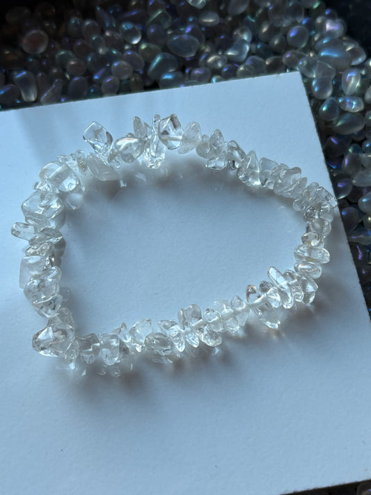 Clear Quartz Rough Crystal Gemstone stretch bracelet