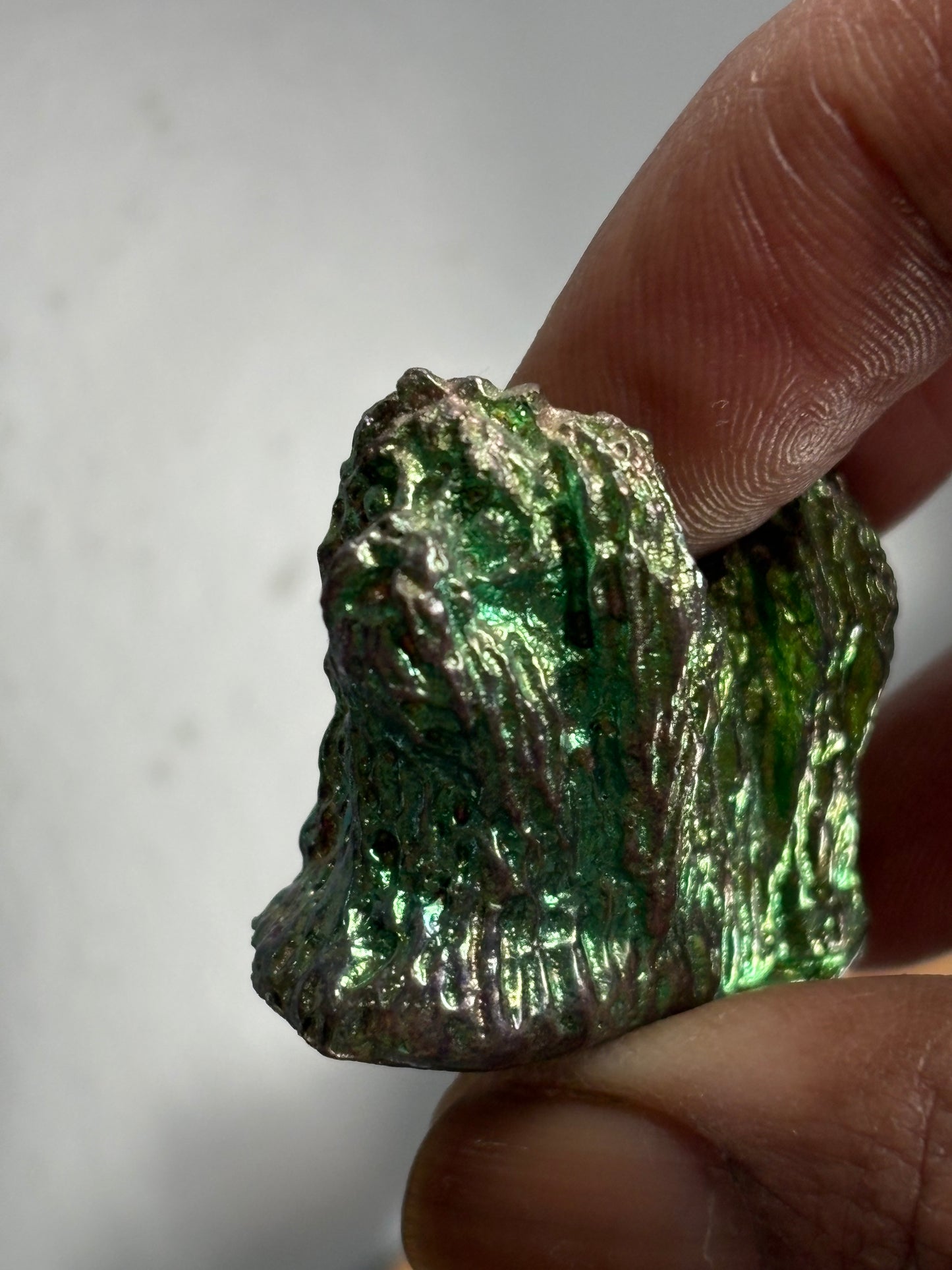 Green Teal Mini Dog Bismuth Crystal Metal Art Sculpture