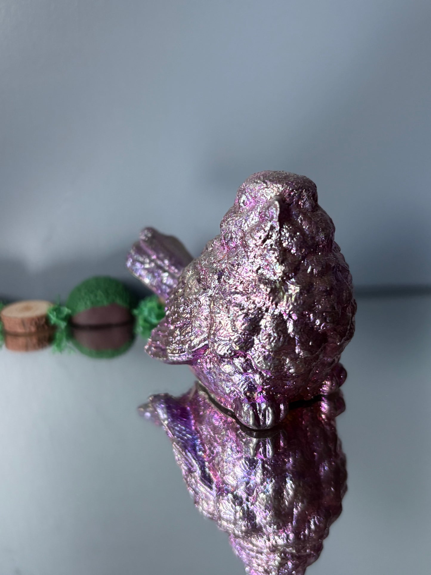Pink Bismuth Crystal Wren Song Bird Metal Art Sculpture (1)