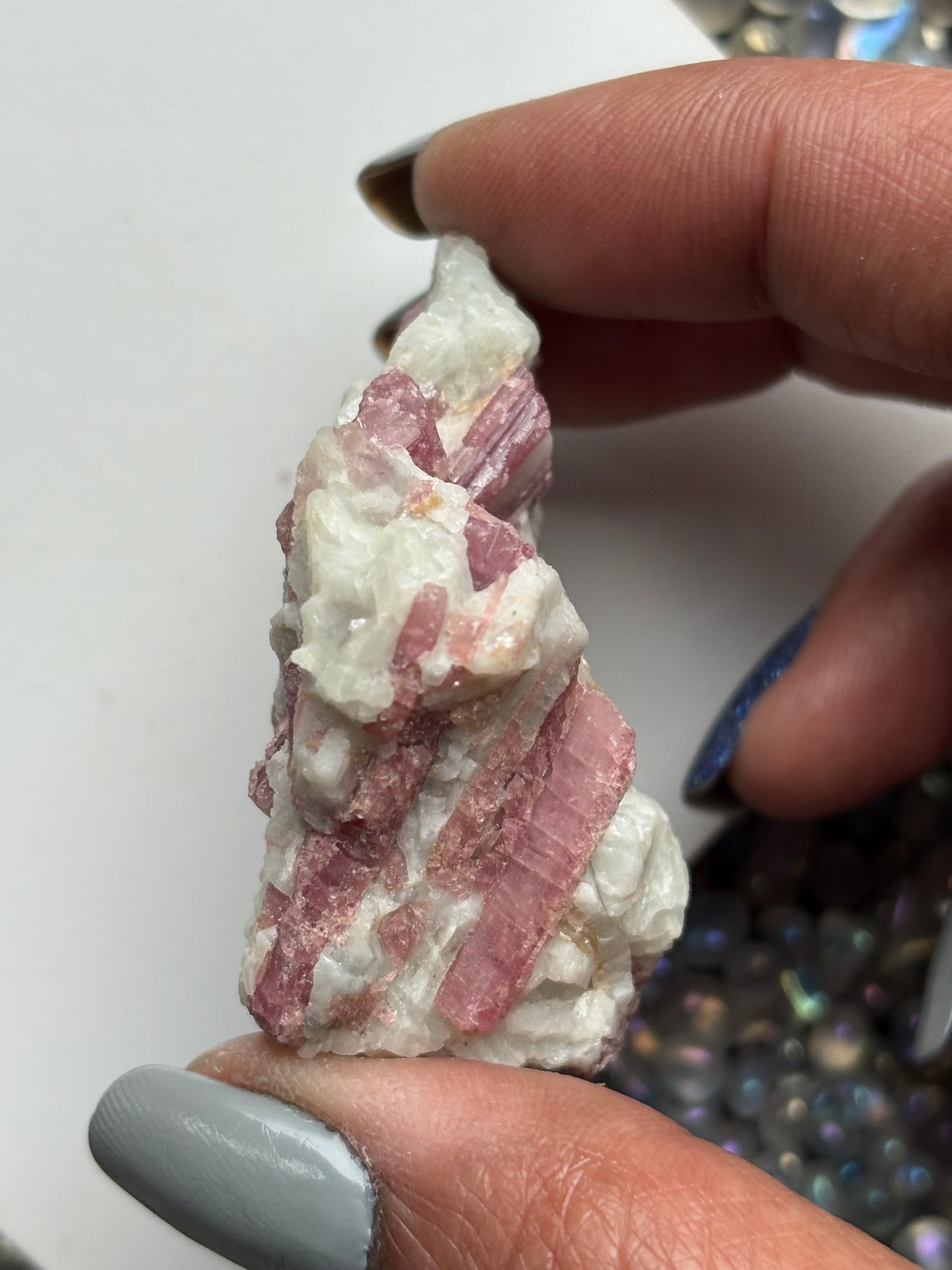 Pink Tourmaline Quartz Crystal Gemstone Rough Specimen (A)