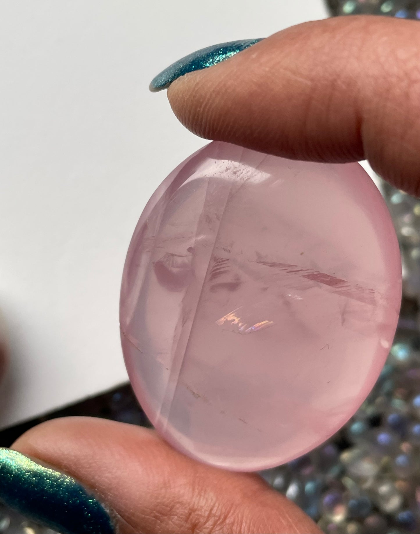 Star Rose Quartz Crystal Gemstone - Palm Stone - S (1)