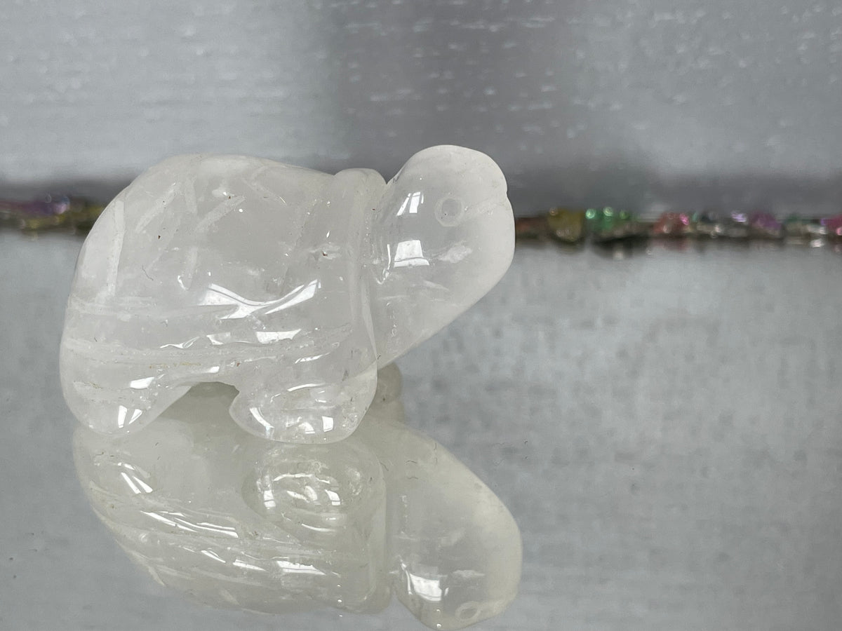 Clear Quartz Gemstone Crystal Turtle Animal Carving Small