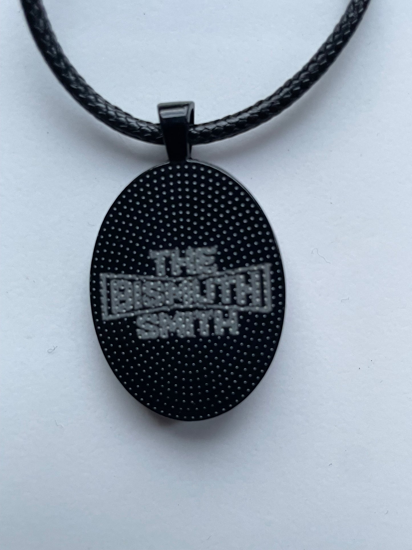 Pink Bismuth Crystal Metal Art Cord Necklace OVAL