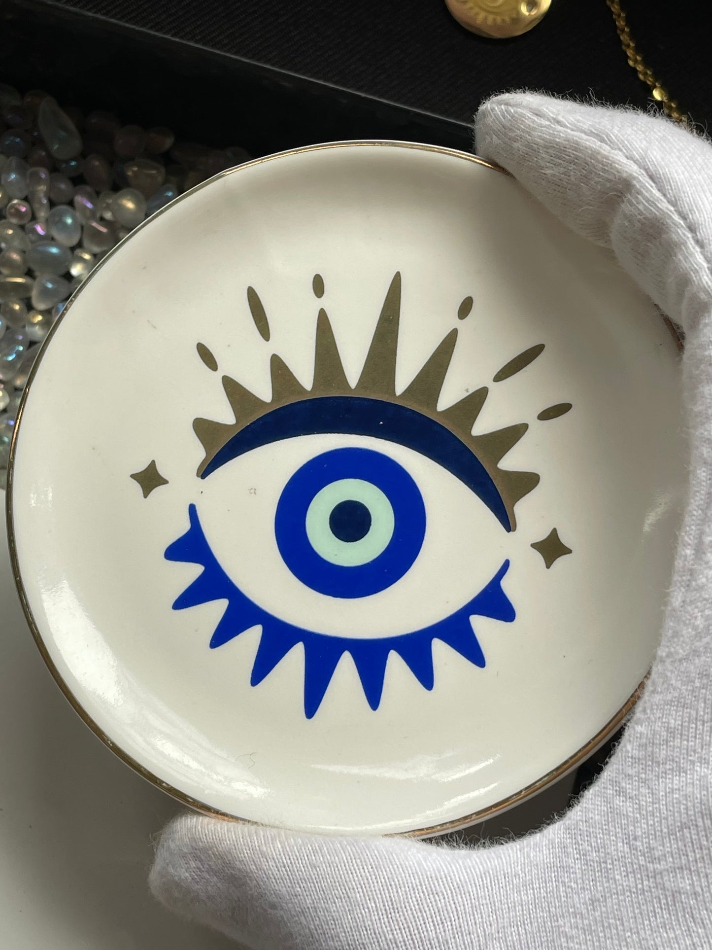 Black Tourmaline & Apatite Evil Eye Dish Protection Gift Set