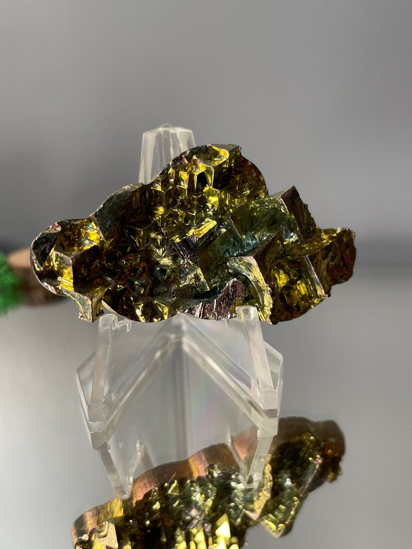 Gold Bismuth Crystal Cloud Cut Out Metal Art