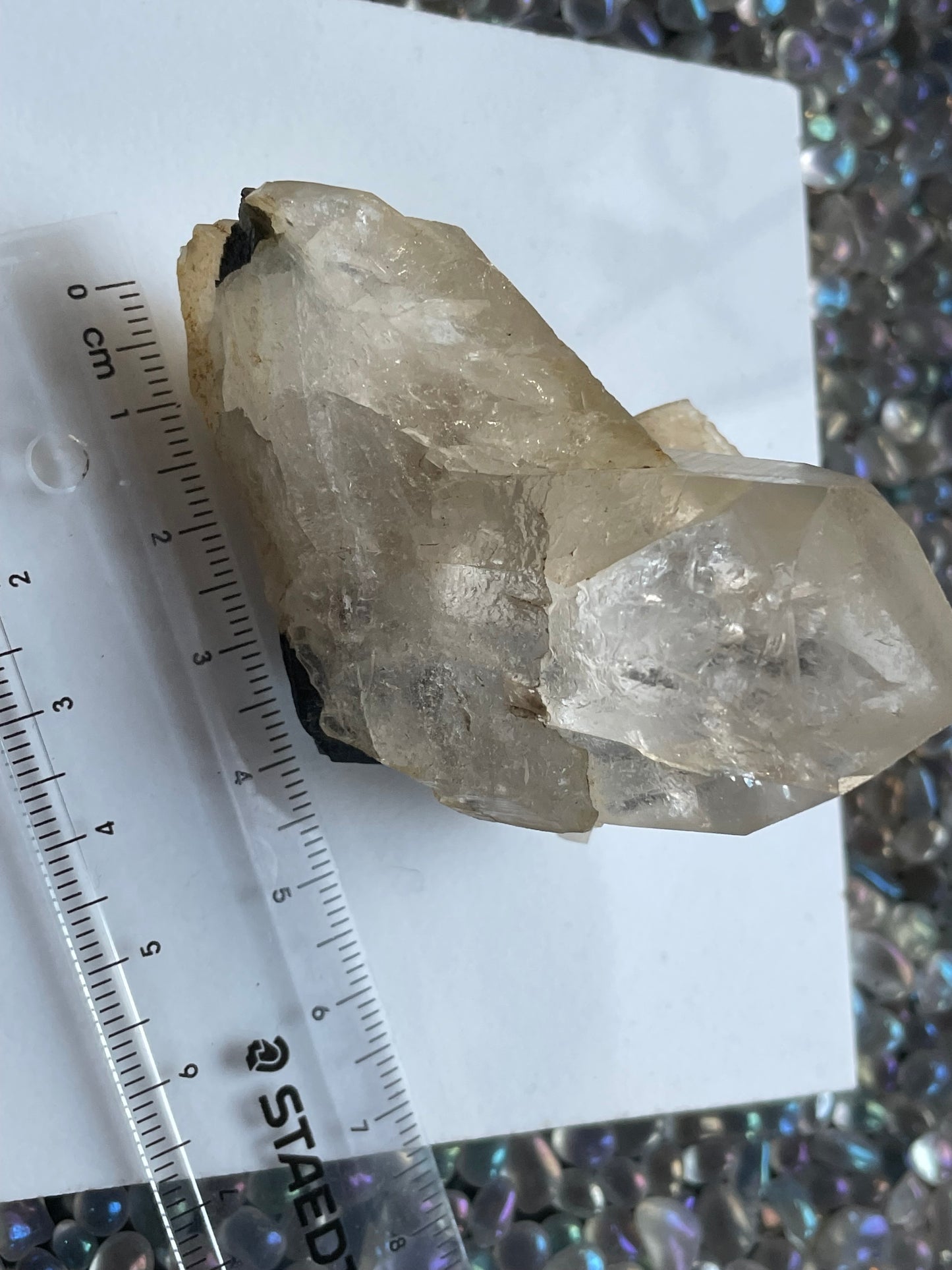 Quartz Black Tourmaline & Albite Rough Crystal Gemstone Mineral Specimen