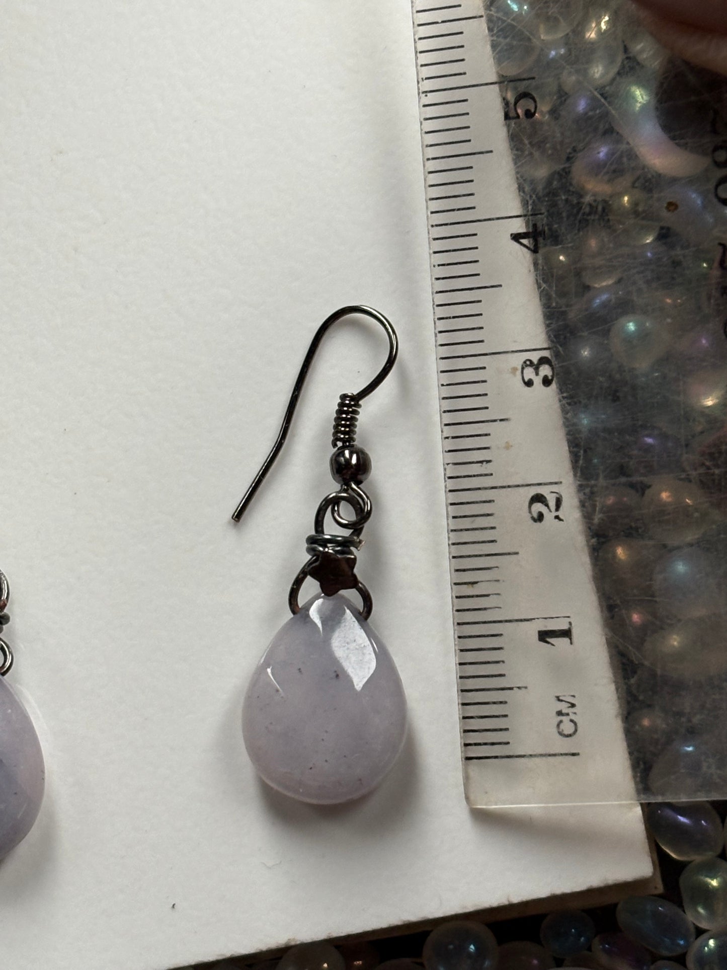 Grey Quartzite Crystal Gemstone Teardrop Star Earrings (Certified)