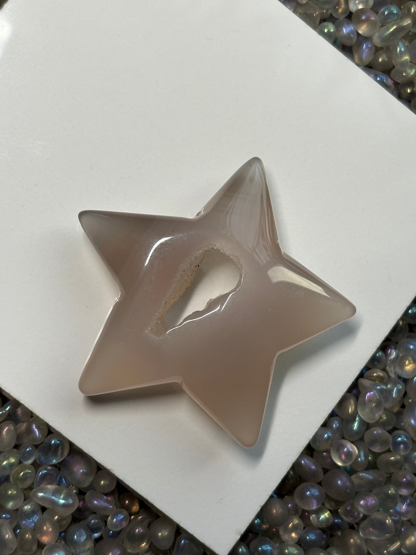 Druzy Agate Crystal Star Carving