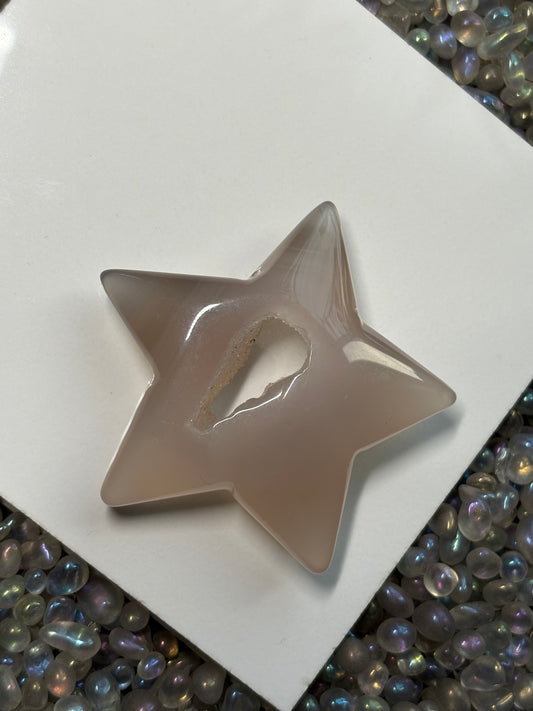 Druzy Agate Crystal Star Carving