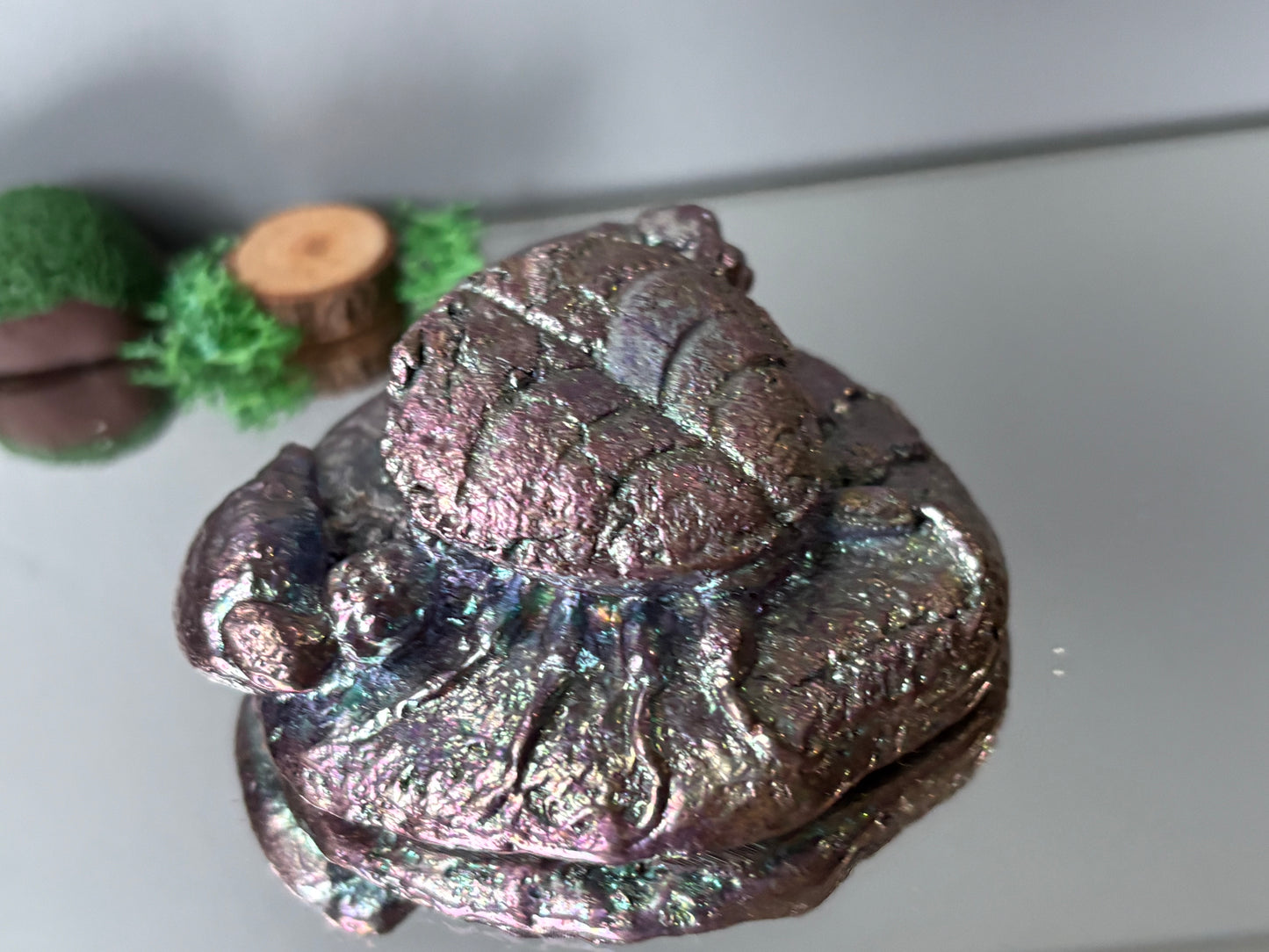 Purple Bismuth Crystal Crab Carving Metal Art