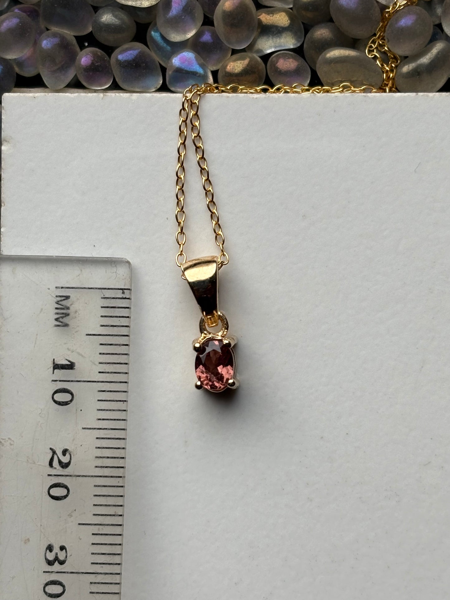 Orange Spinel Oval Gemstone Gold 925 Sterling Silver Necklace