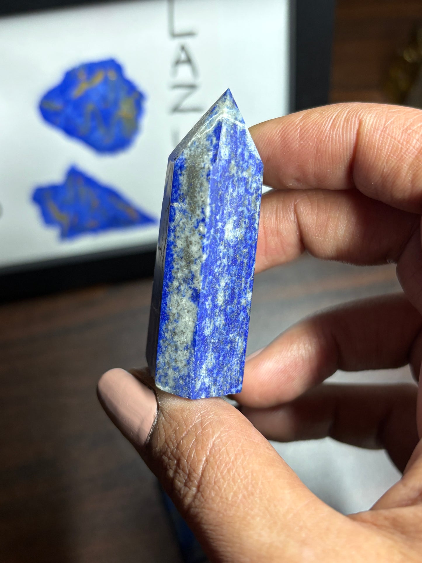 Lapis Lazuli Gemstone Crystal & Watercolour Painting Framed Gift Set