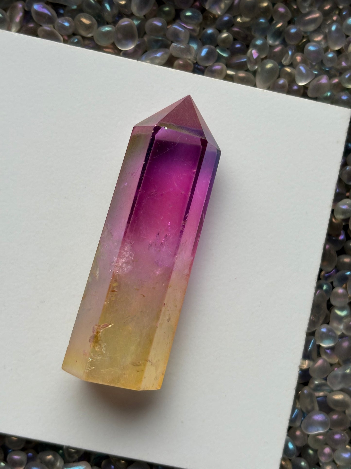 Aura Quartz Gemstone Crystal Tower & Watercolour Painting Framed Gift Set (2)