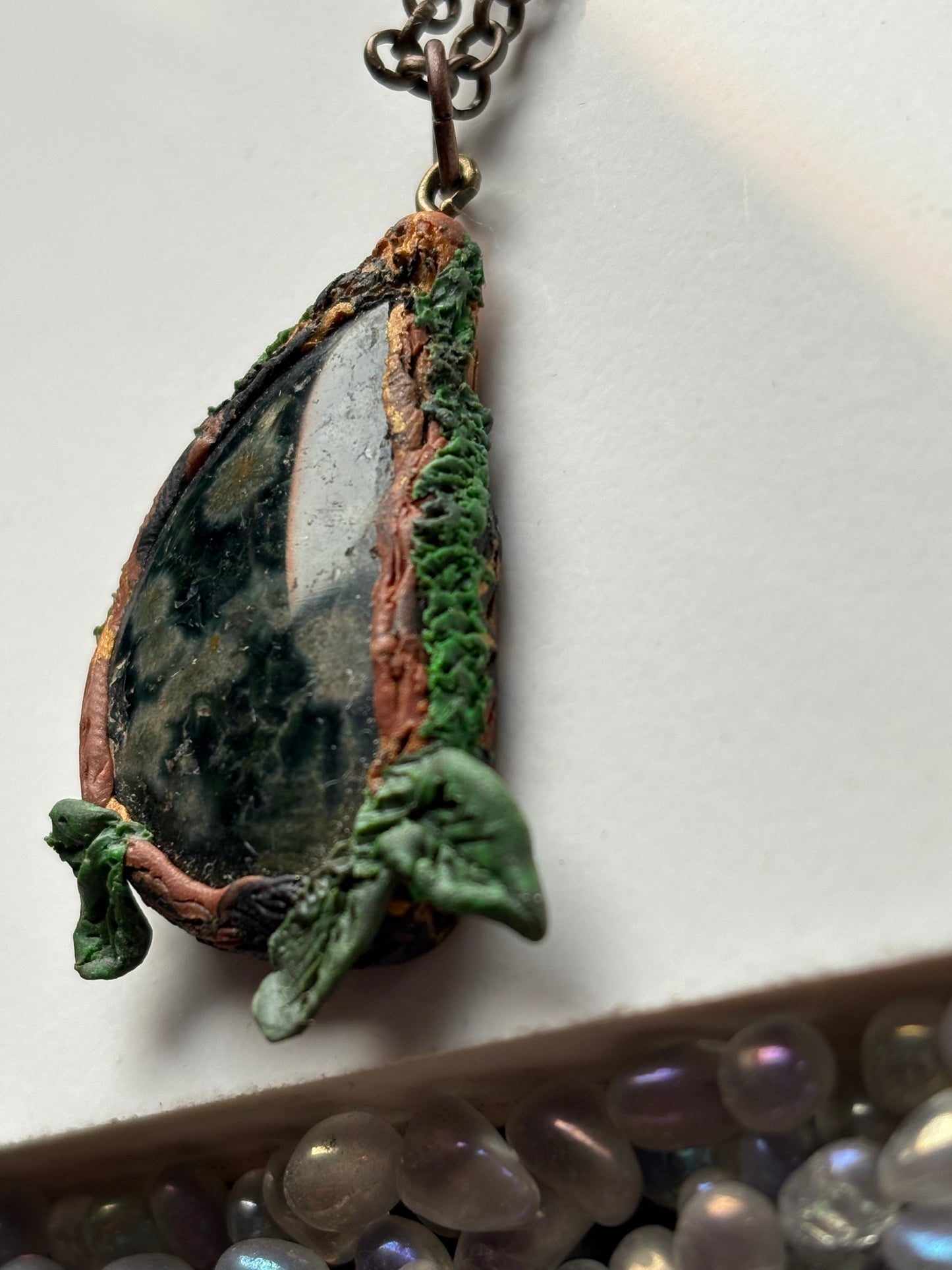 Ocean Jasper Gemstone Crystal Enchanted Forest Necklace (2)