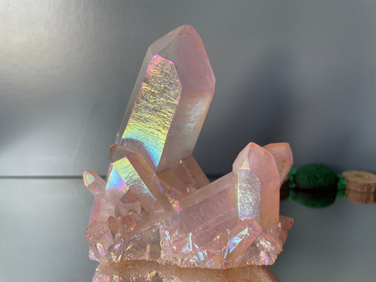 Rose Pink Aura Quartz Crystal Gemstone Cluster - Large