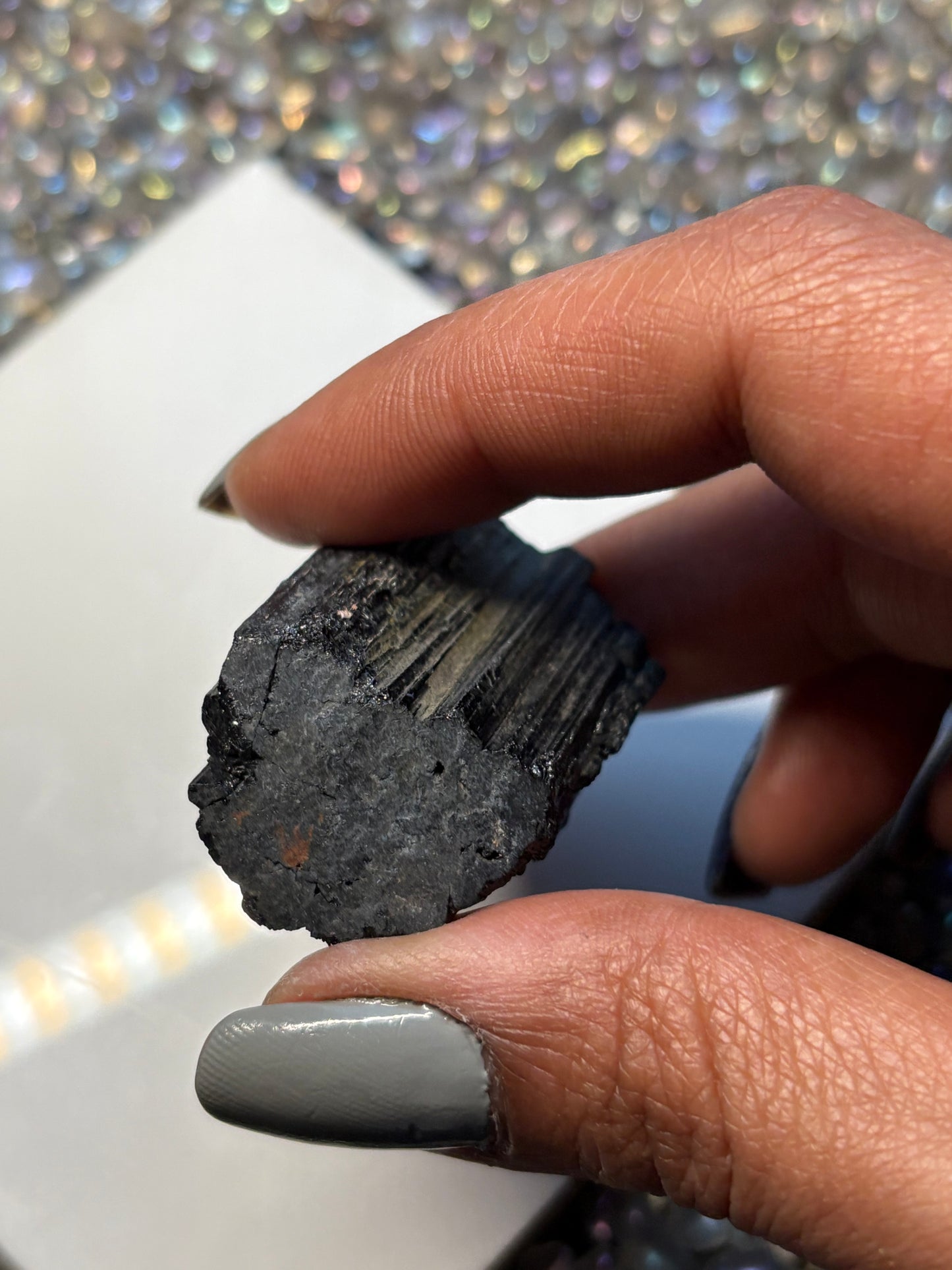 Black Tourmaline Rough Gemstone Crystal Specimen (A)