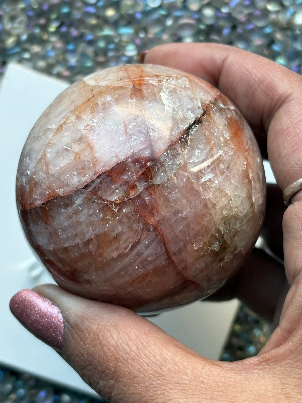 Fire Hematoid Quartz - Crystal Gemstone Sphere - L