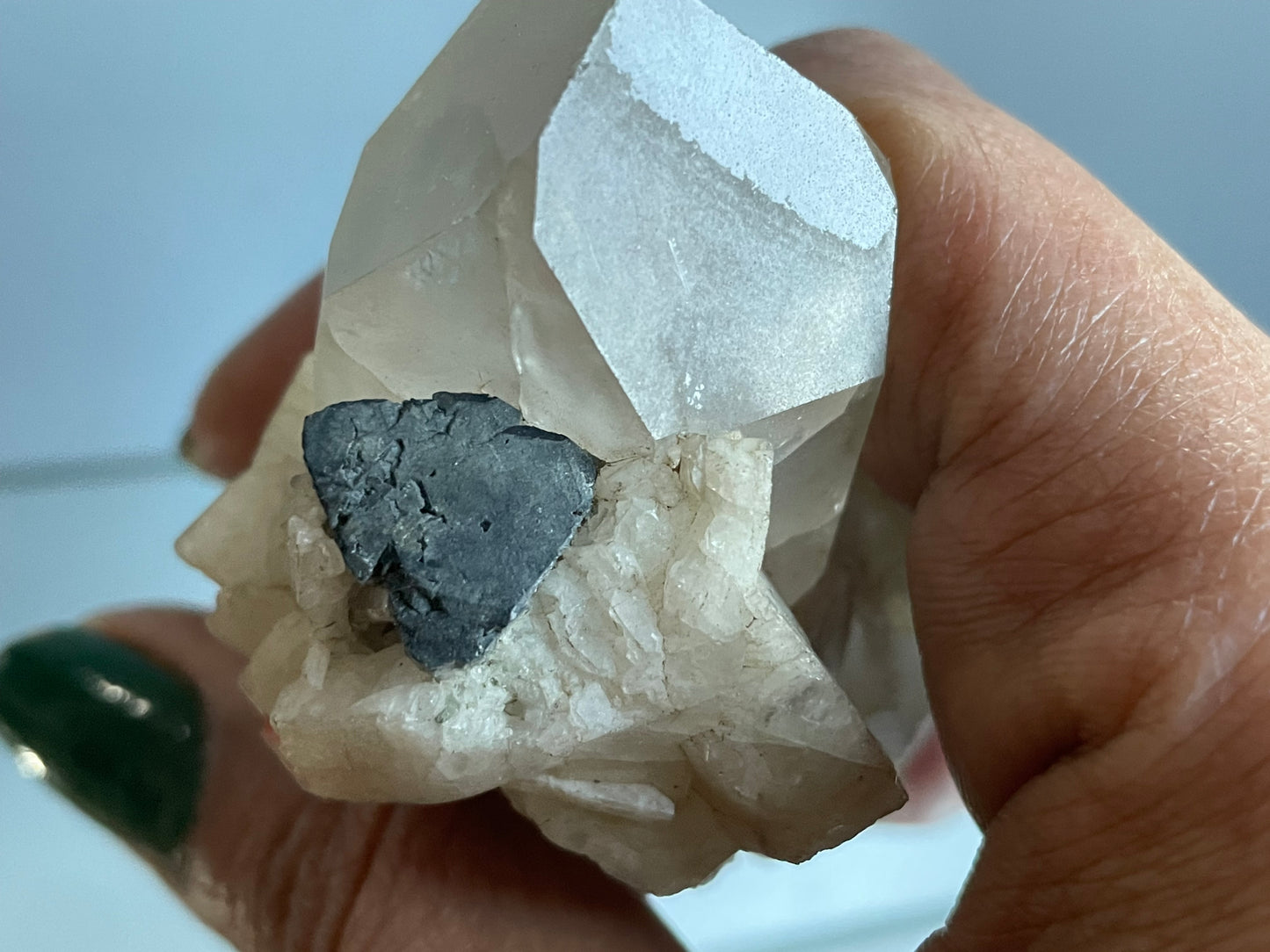 Quartz Black Tourmaline & Albite Rough Crystal Gemstone Mineral Specimen