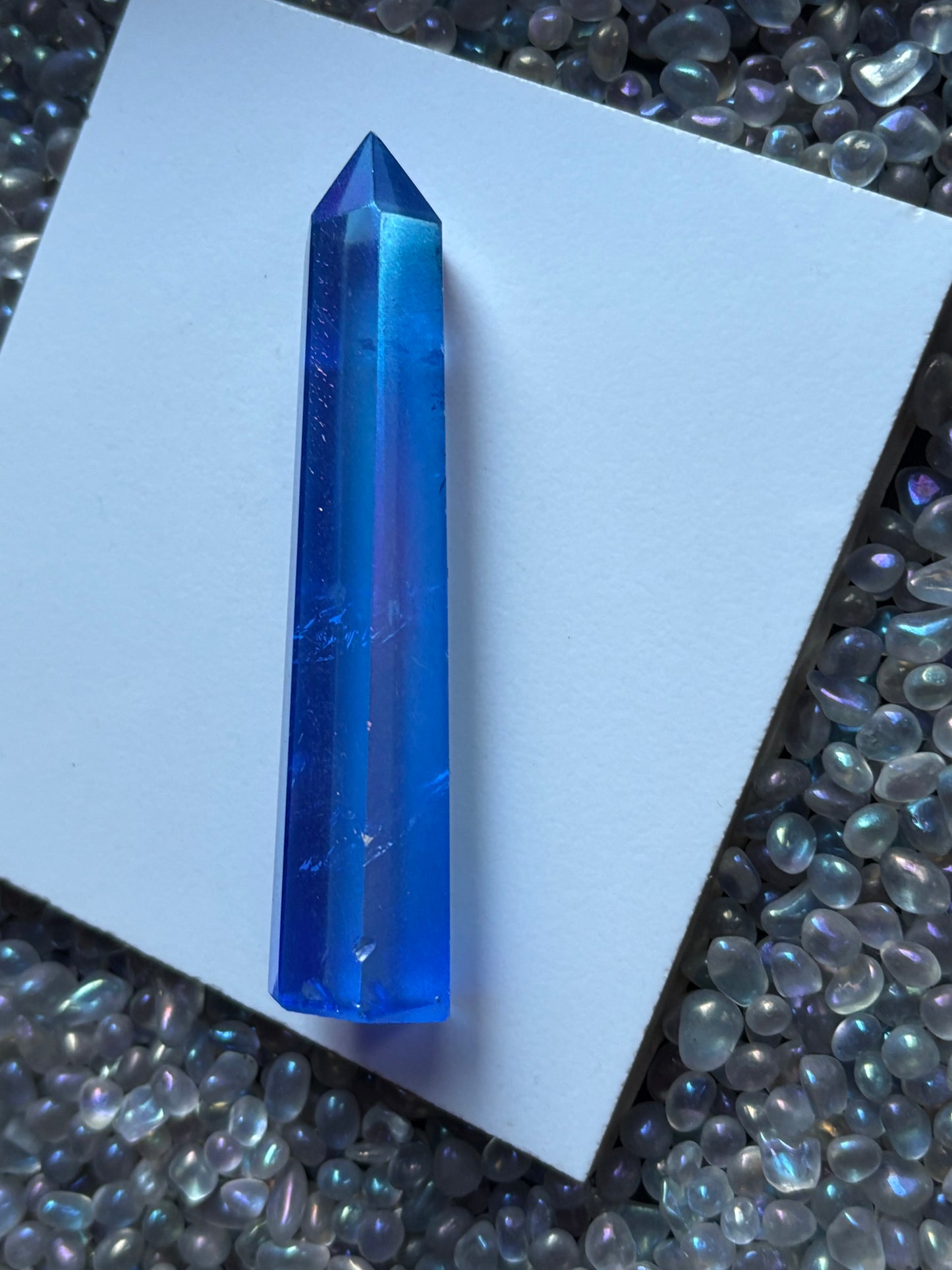 Blue Aura Quartz Crystal Gemstone Tower Point (3)