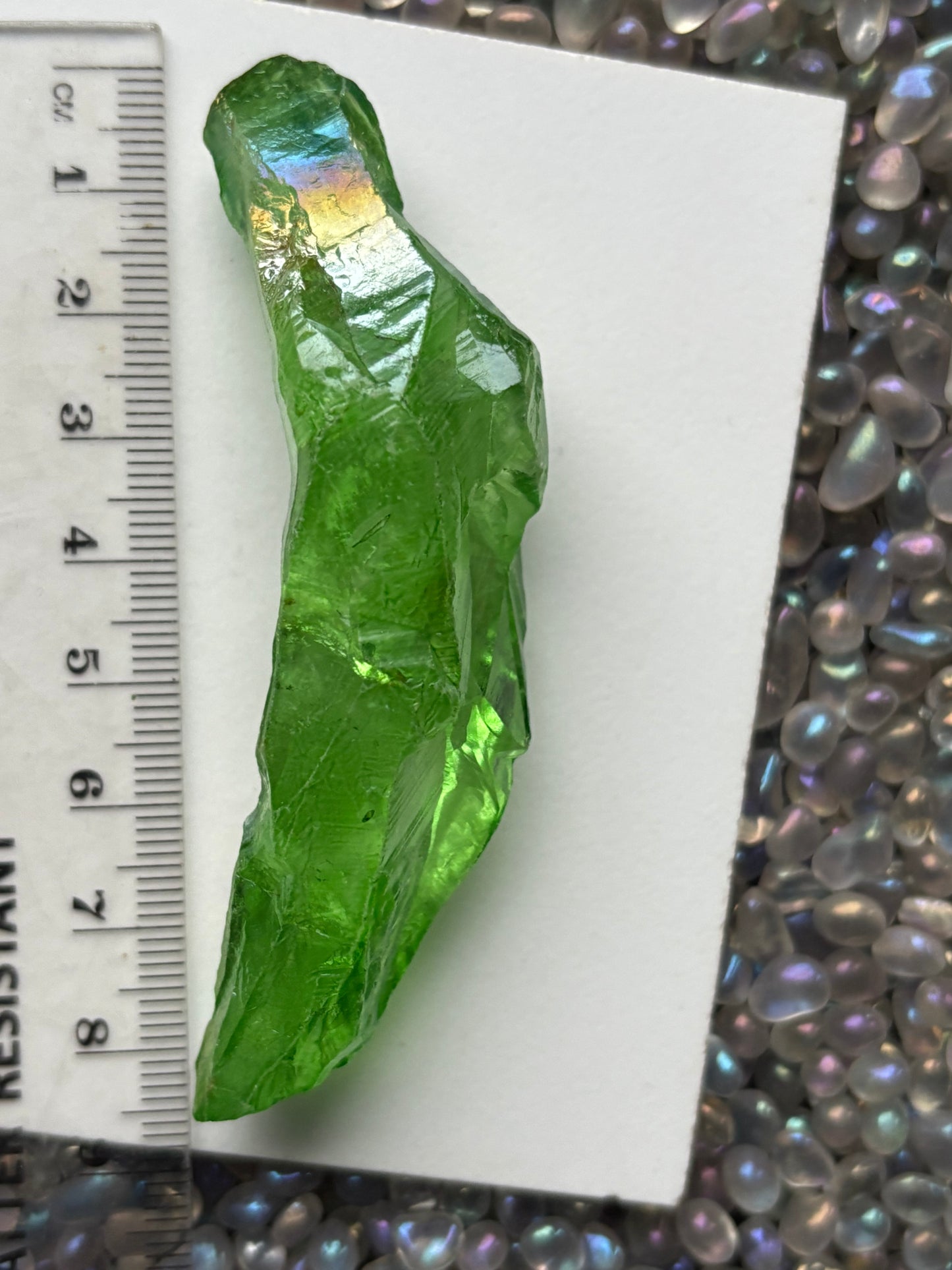 Green Aura Quartz Rough Gemstone Crystal Unicorn Tear - Large