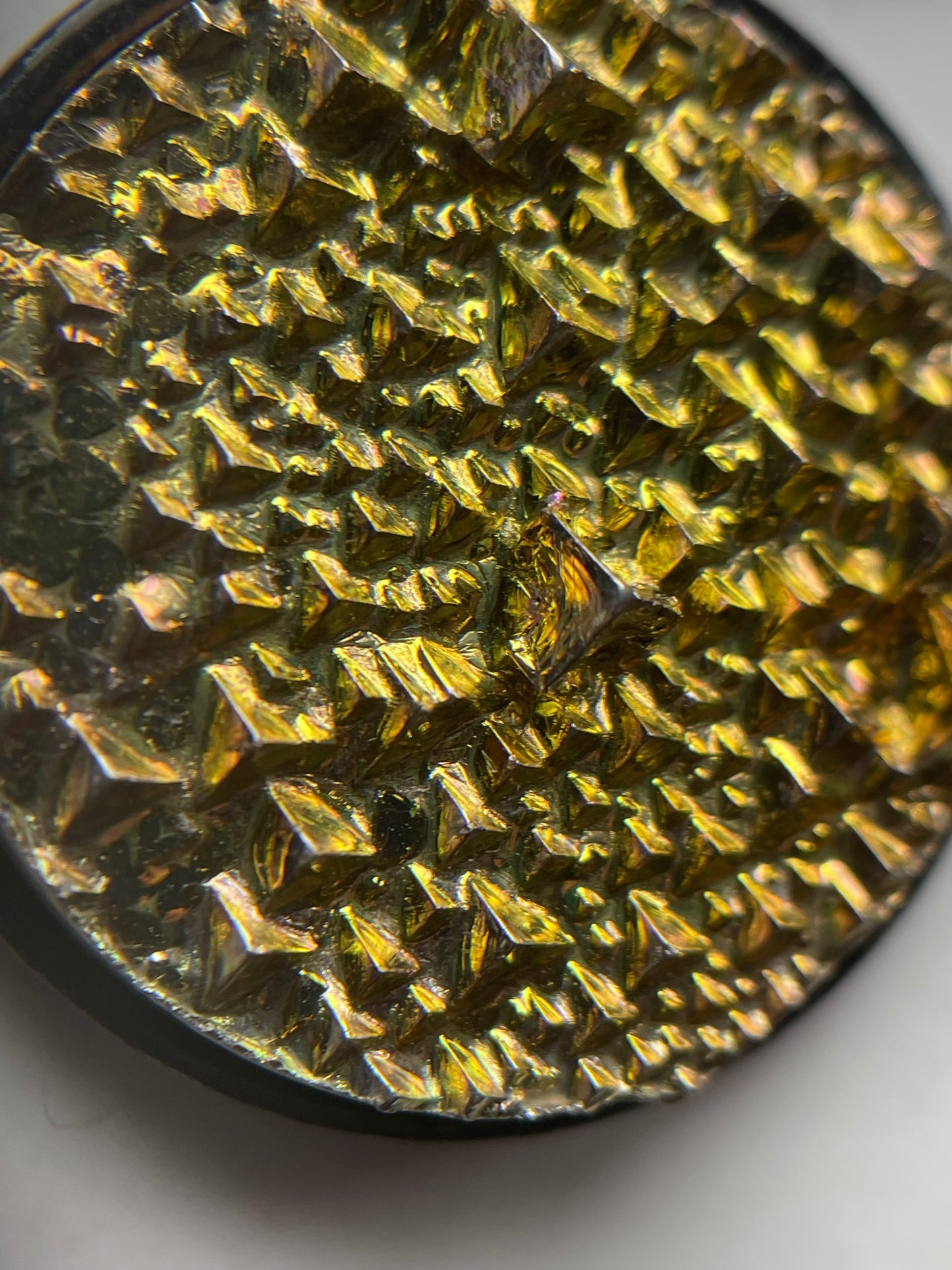 Gold Bismuth Crystal Metal Art Cord Necklace CIRCLE