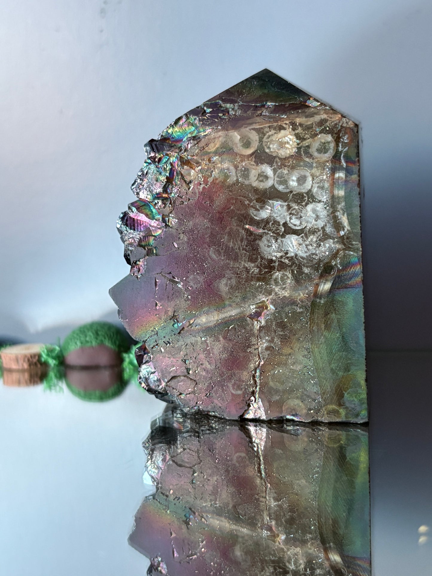 Black Aura Coated Amethyst Gemstone Crystal Cluster Tower Chunk (C)