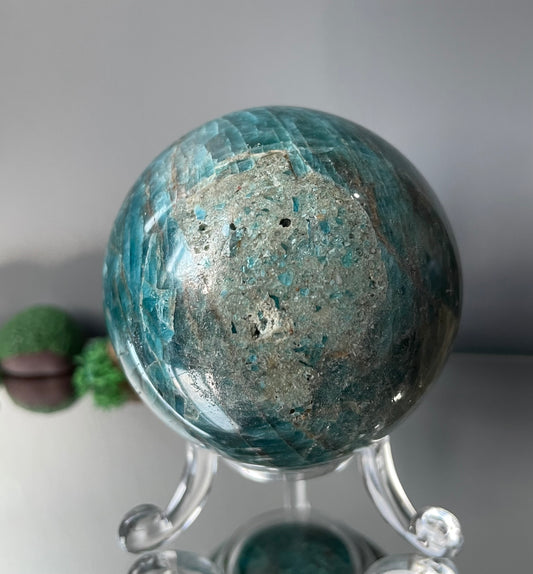 Blue Neon Apatite Asterism UV Gemstone Crystal Sphere (1)