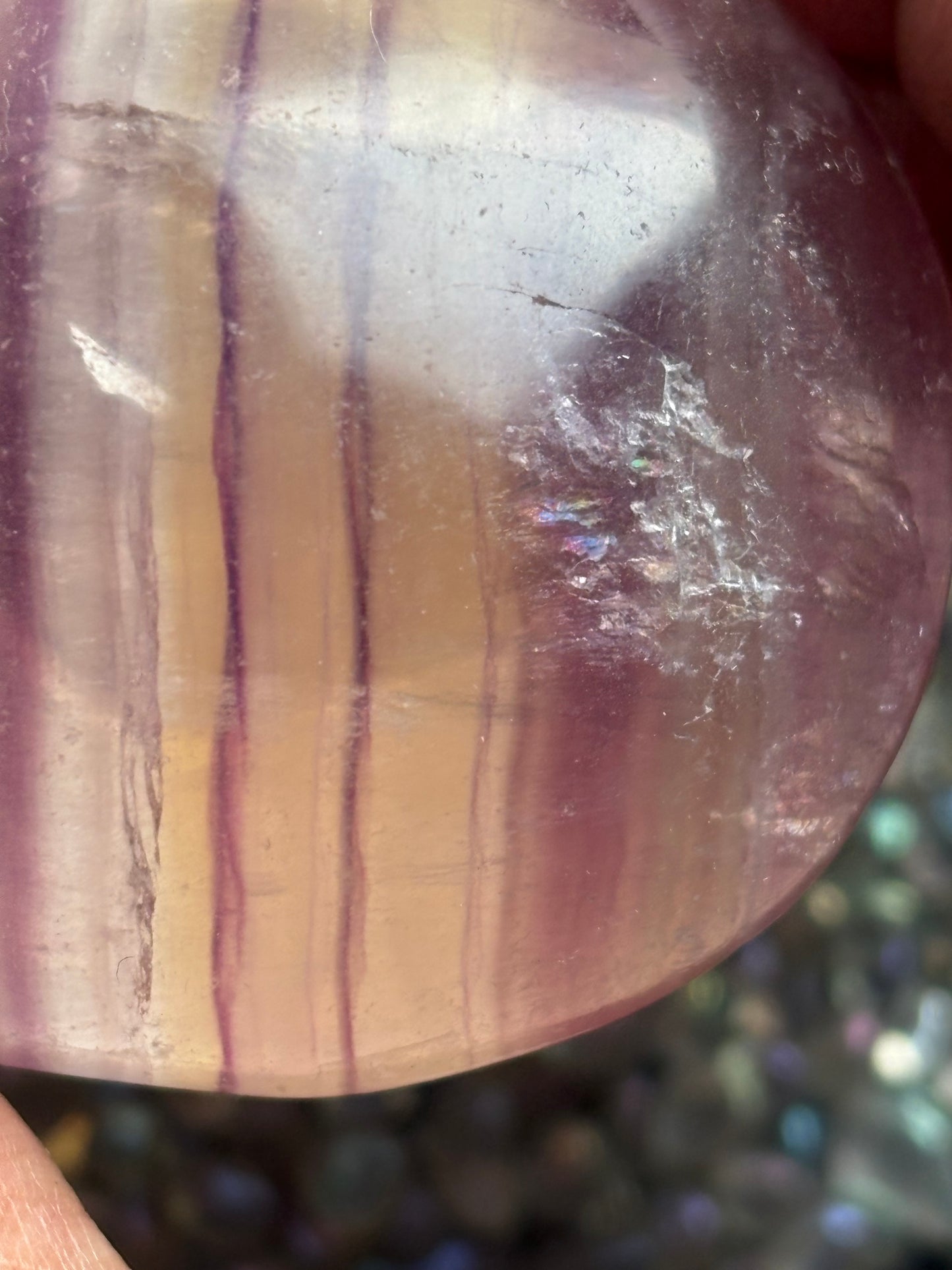 Rainbow Fluorite Crystal Gemstone Mushroom Carving - Large