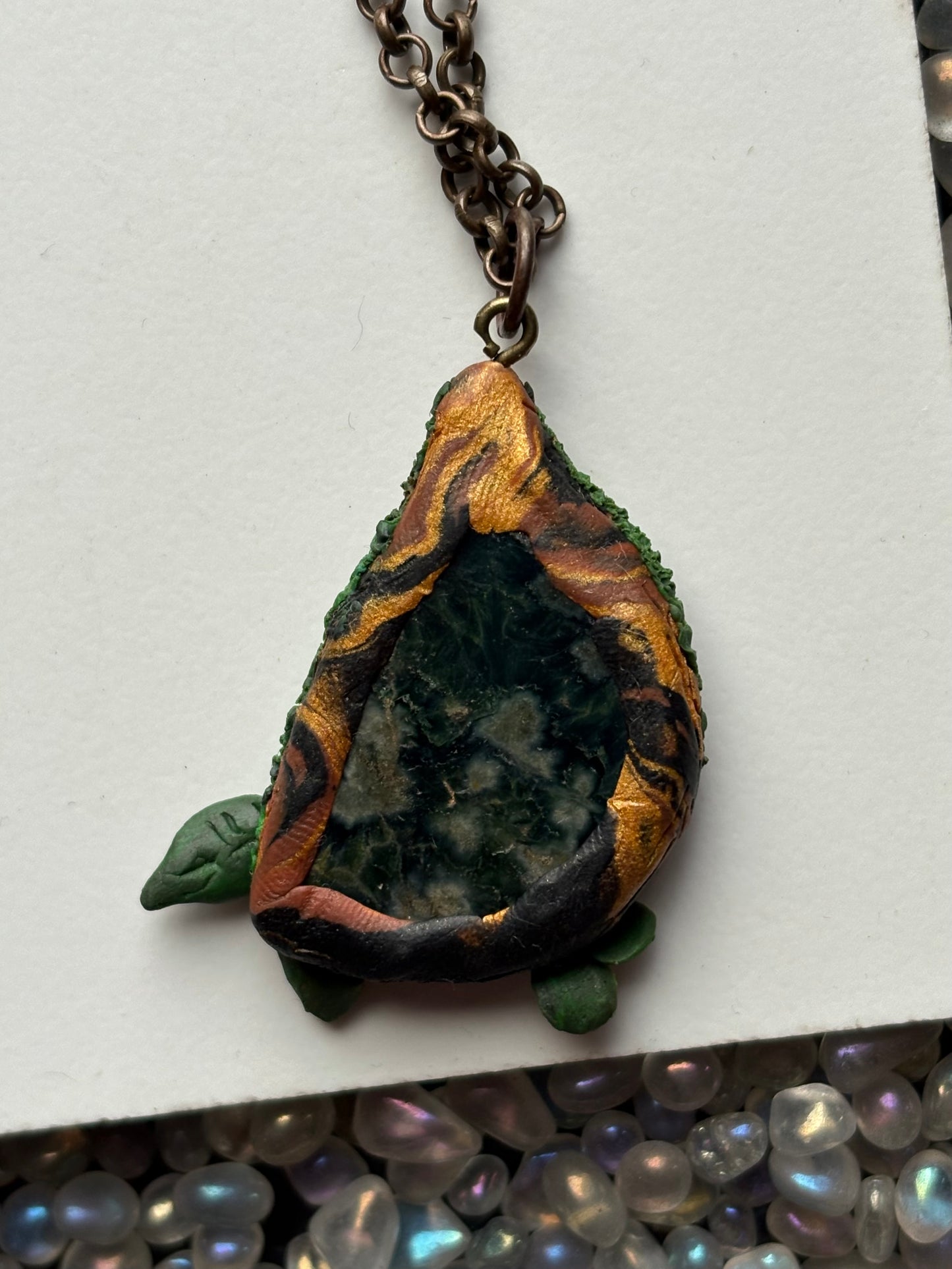 Ocean Jasper Gemstone Crystal Enchanted Forest Necklace (2)