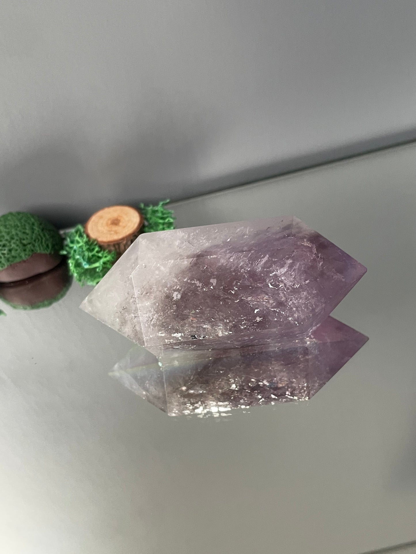 Amethyst Aura Gemstone Crystal Double Terminated Point (1)