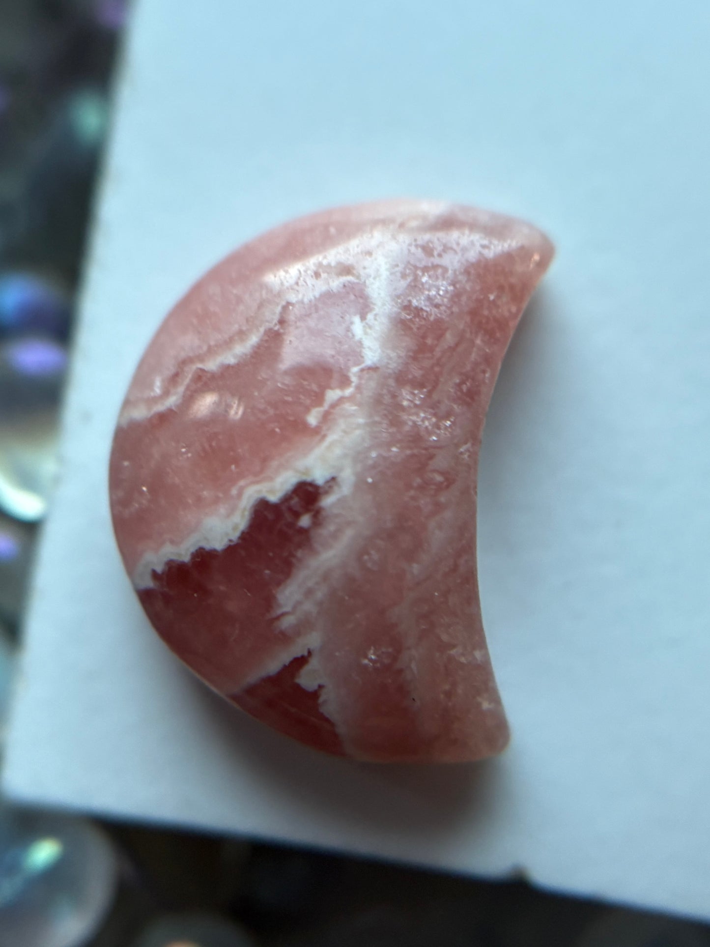 Rhodochrosite Crystal Gemstone Mini Crescent Moon Carving (1)