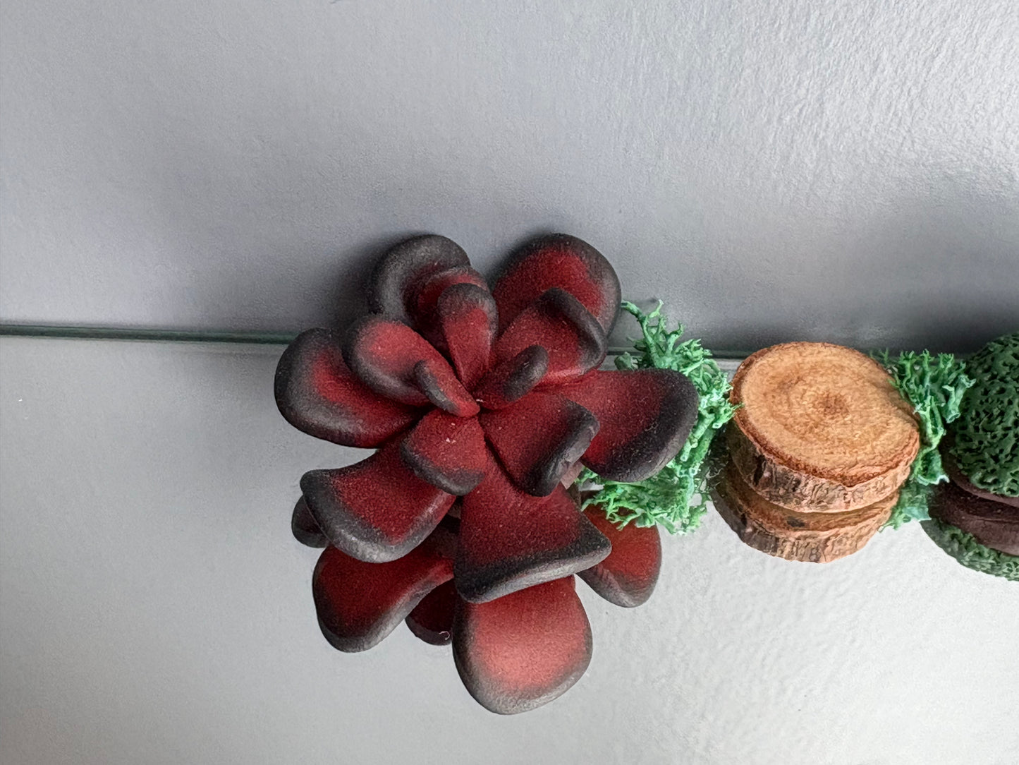 Red Black Succulent Plant Clay Sphere Mini Holder