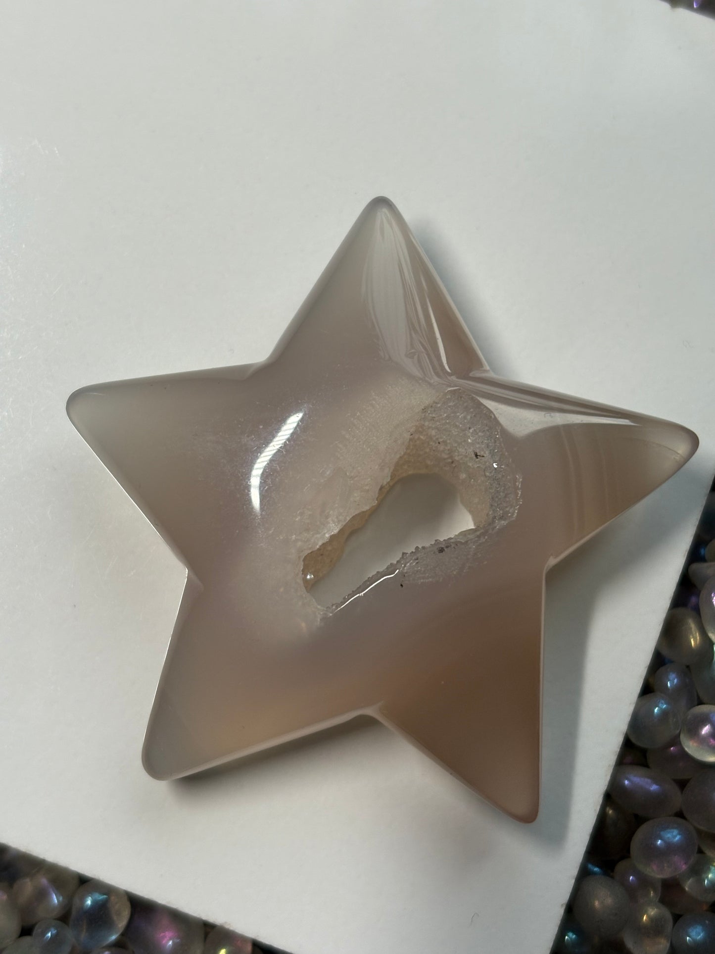Druzy Agate Crystal Star Carving
