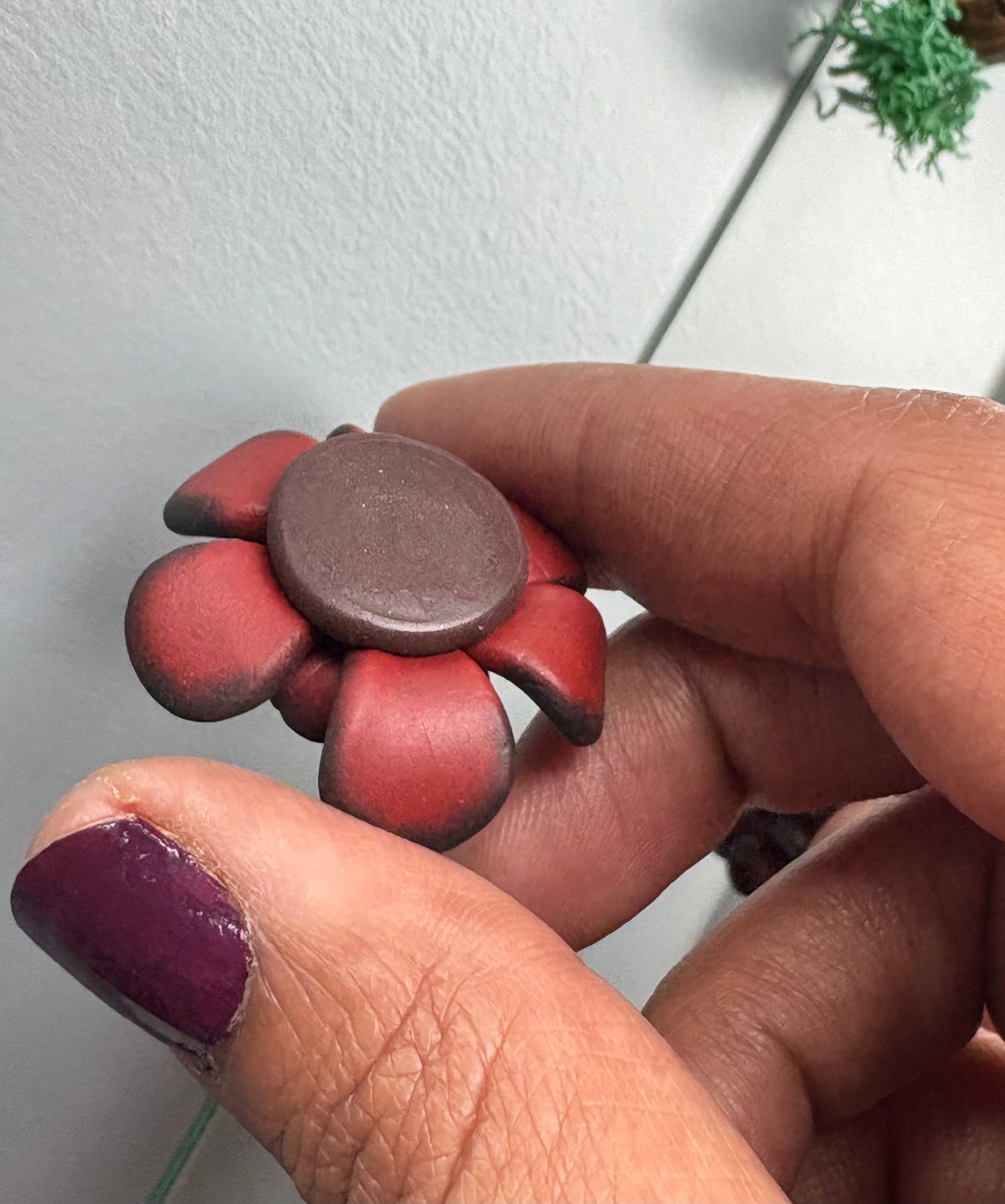 Red Black Succulent Plant Clay Sphere Mini Holder