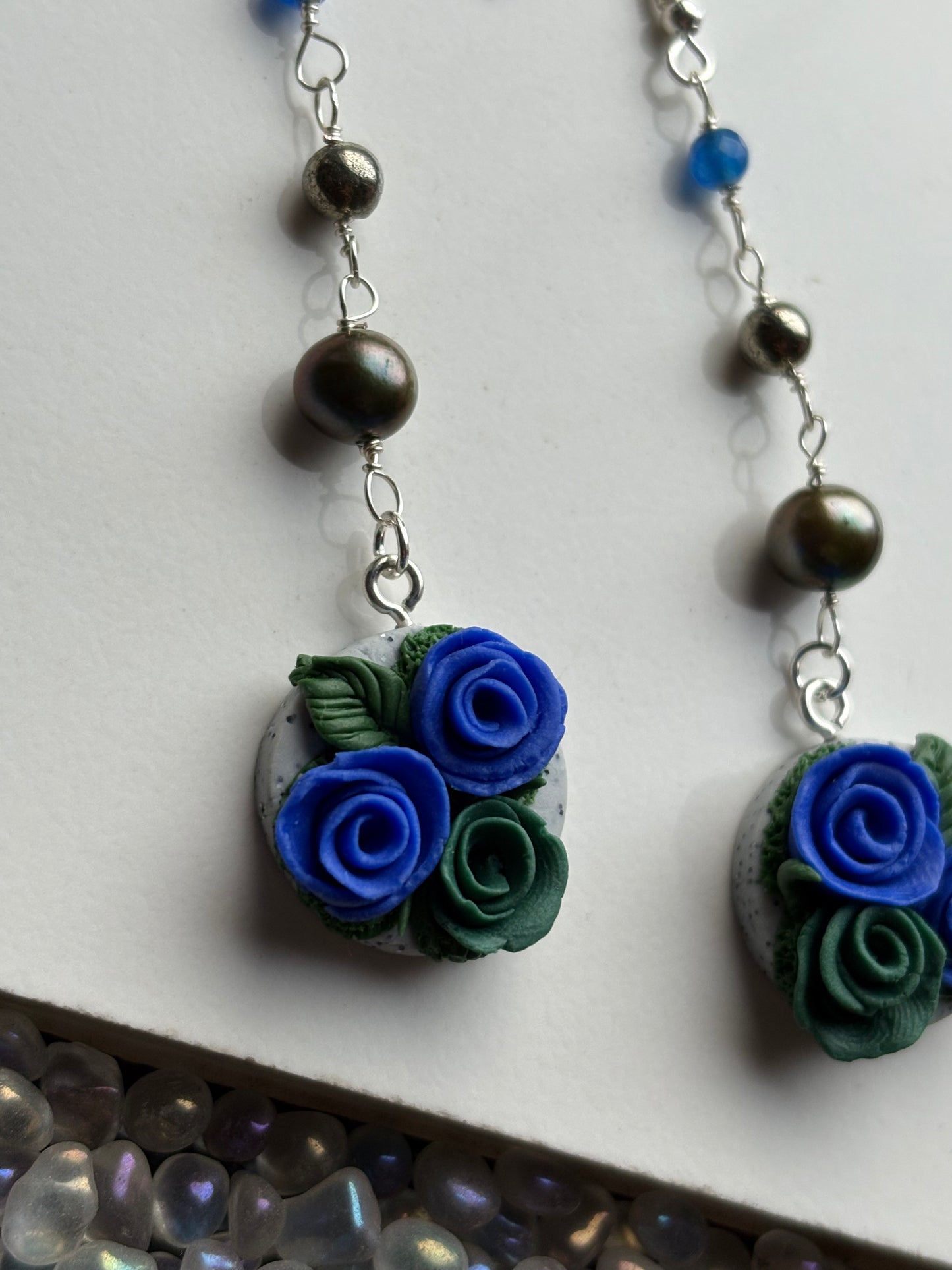 The Posy Quartz Pyrite & Pearl Crystal Gemstone Silver Earrings