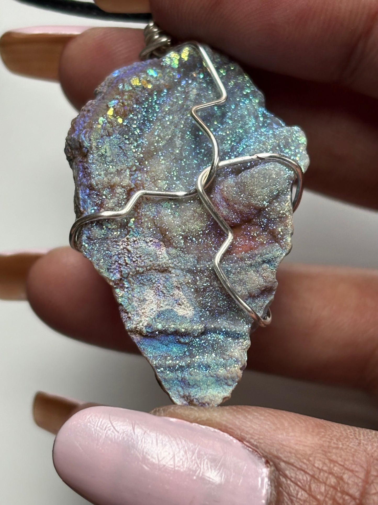Aura Druzy Chalcedony Crystal Gemstone - Galaxy Slice - Necklace (2)