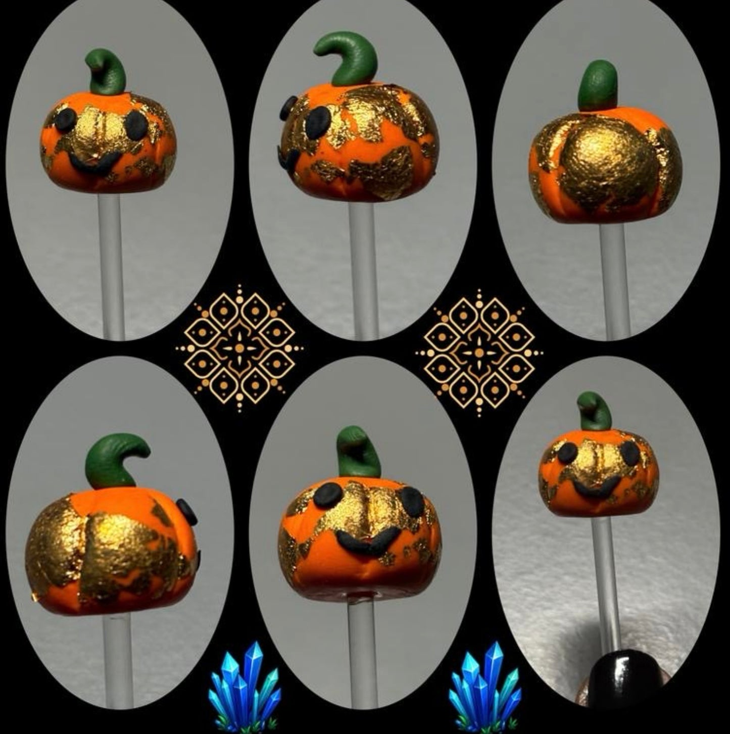 Gold Leaf Pumpkin Clay Art Plant Pot Buddy