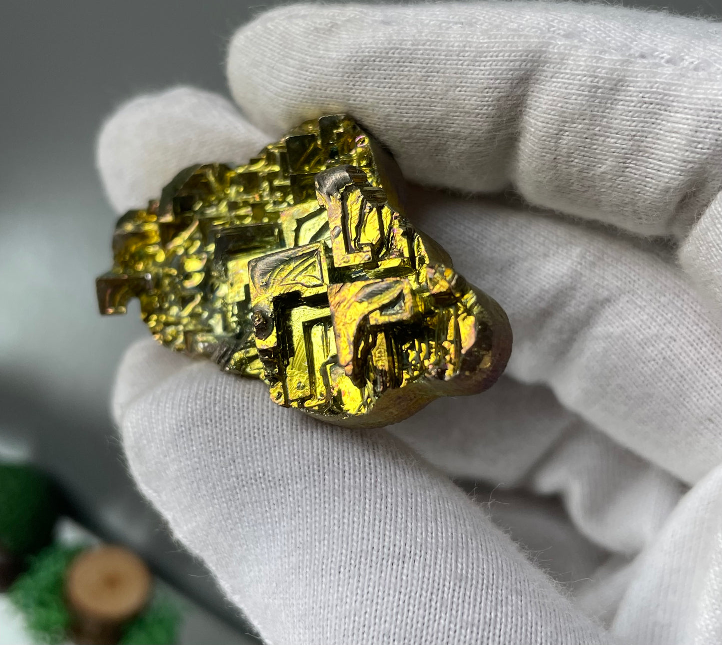 Gold Bismuth Crystal Cloud Cut Out Metal Art