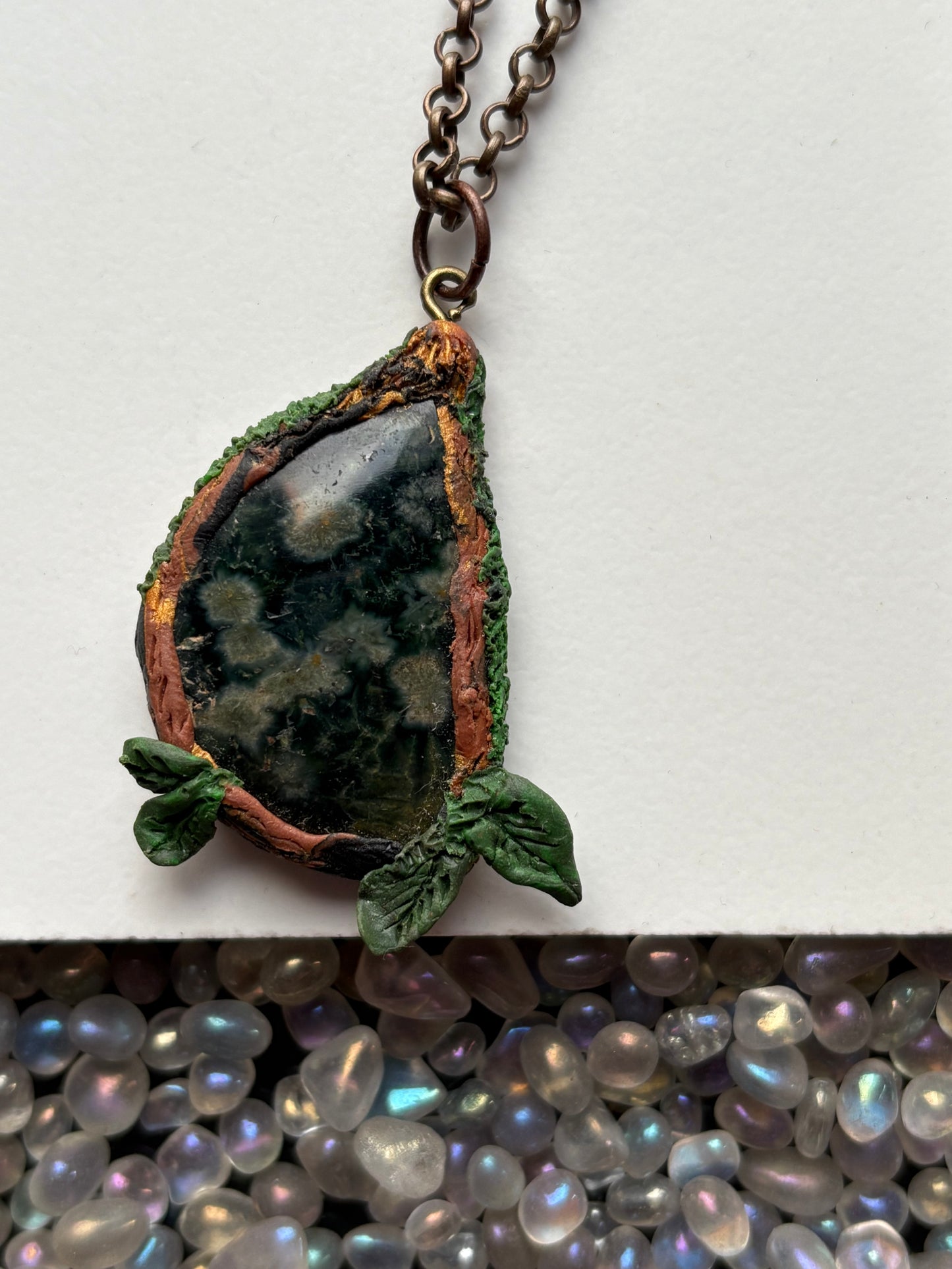 Ocean Jasper Gemstone Crystal Enchanted Forest Necklace (2)