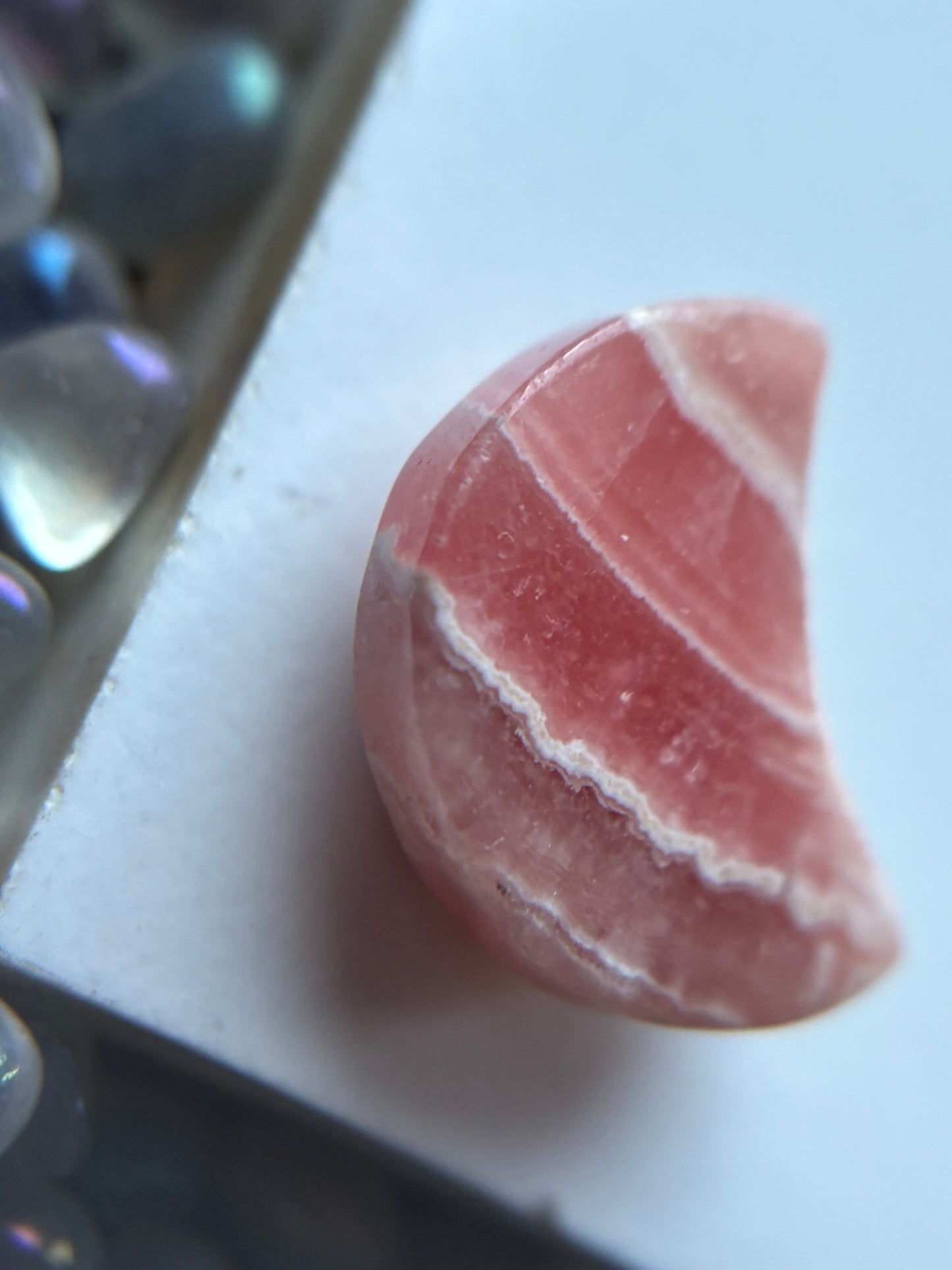 Rhodochrosite Crystal Gemstone Mini Crescent Moon Carving (1)