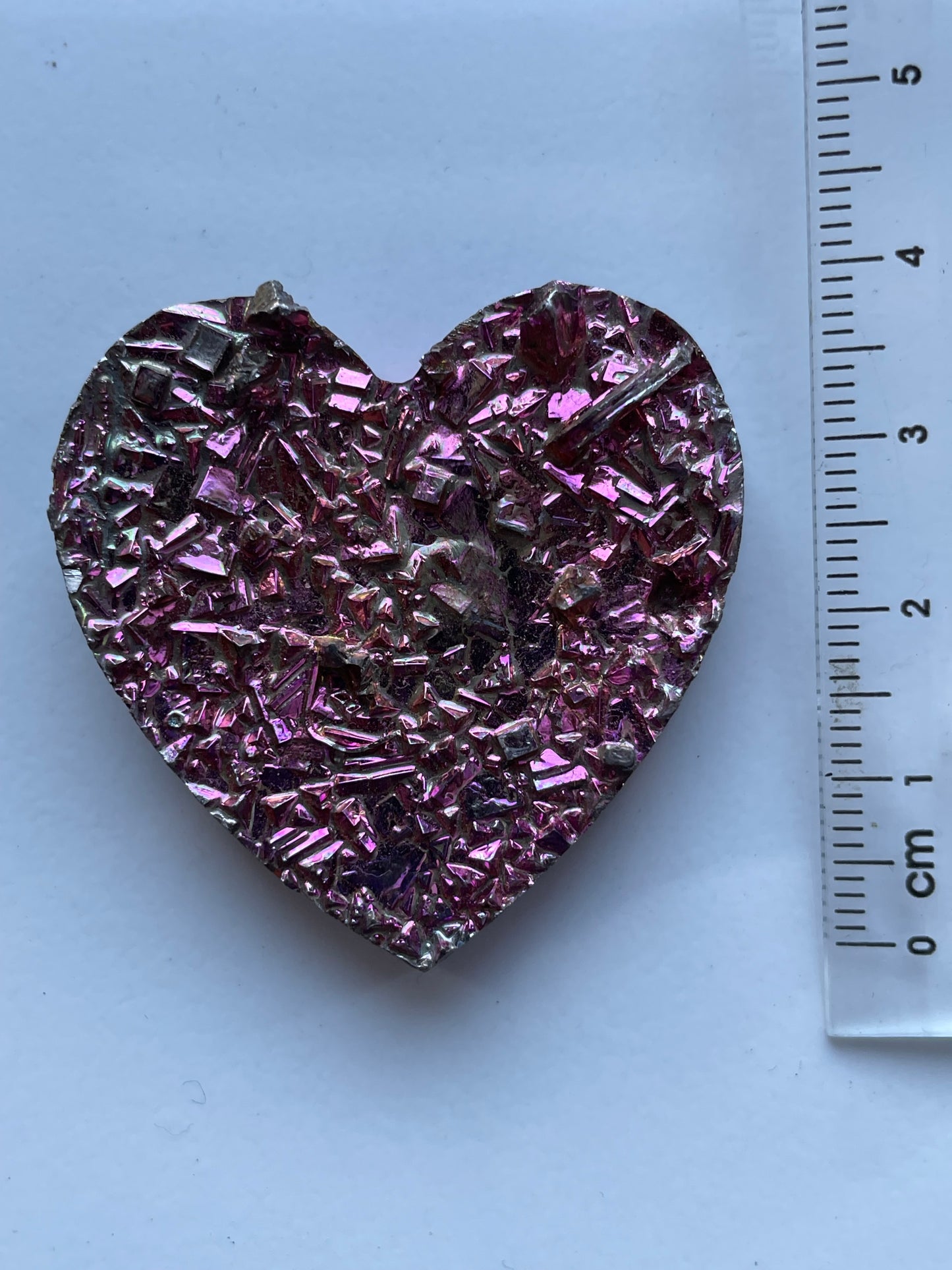 Pink Bismuth Crystal Heart Cut Out Metal Art